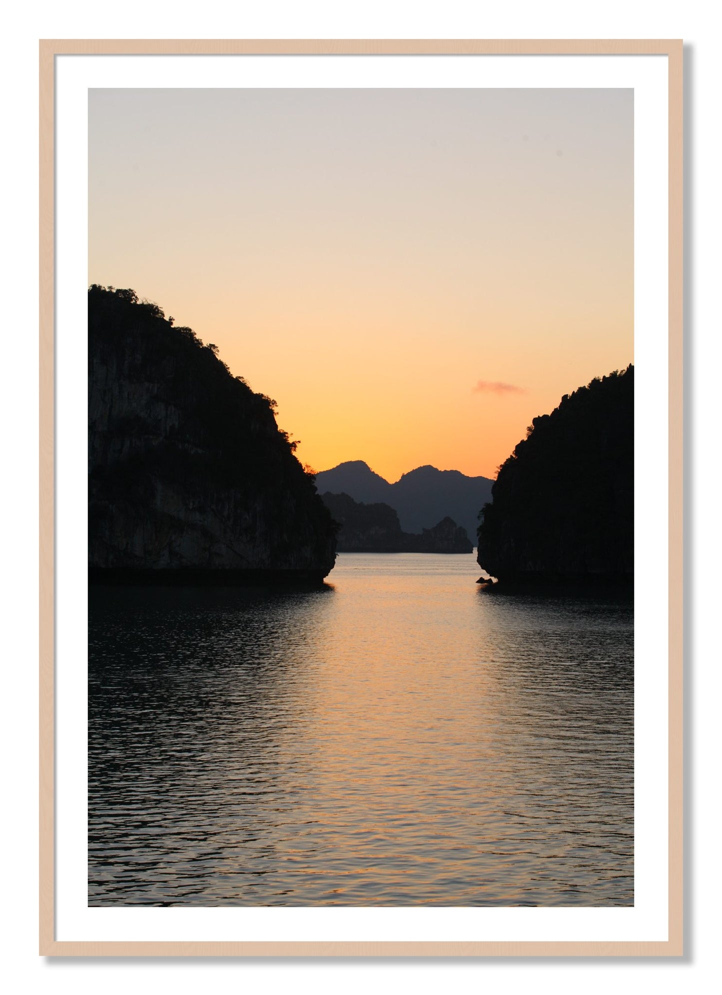 Framed photograph of Narrow Passage by Dylan Ozanich, Maple frame, Borders