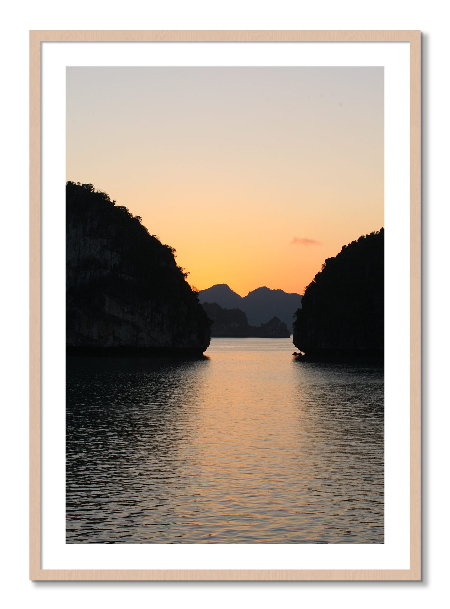 Framed photograph of Narrow Passage by Dylan Ozanich, Maple frame, Borders