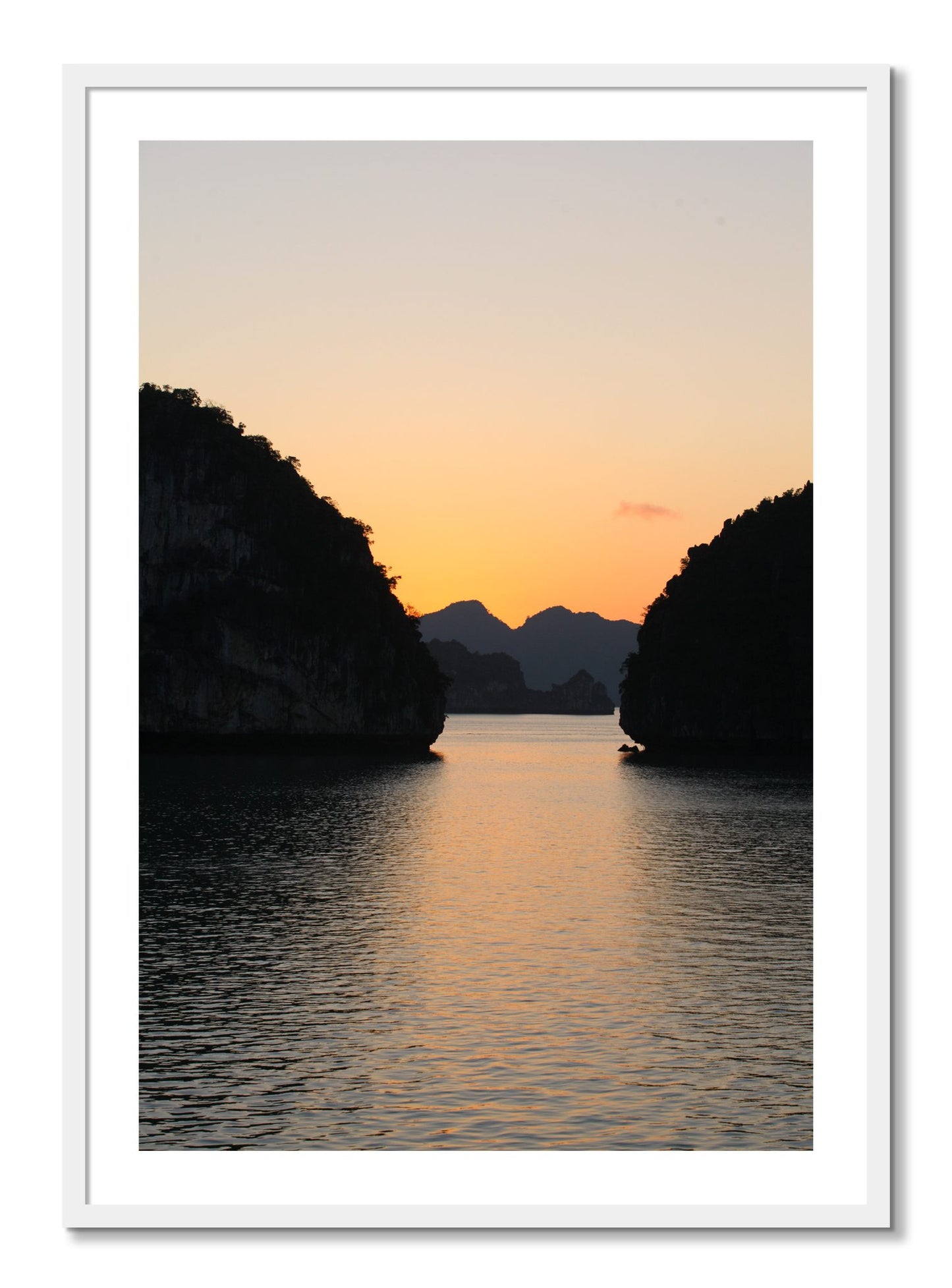 Framed photograph of Narrow Passage by Dylan Ozanich, White frame, Borders