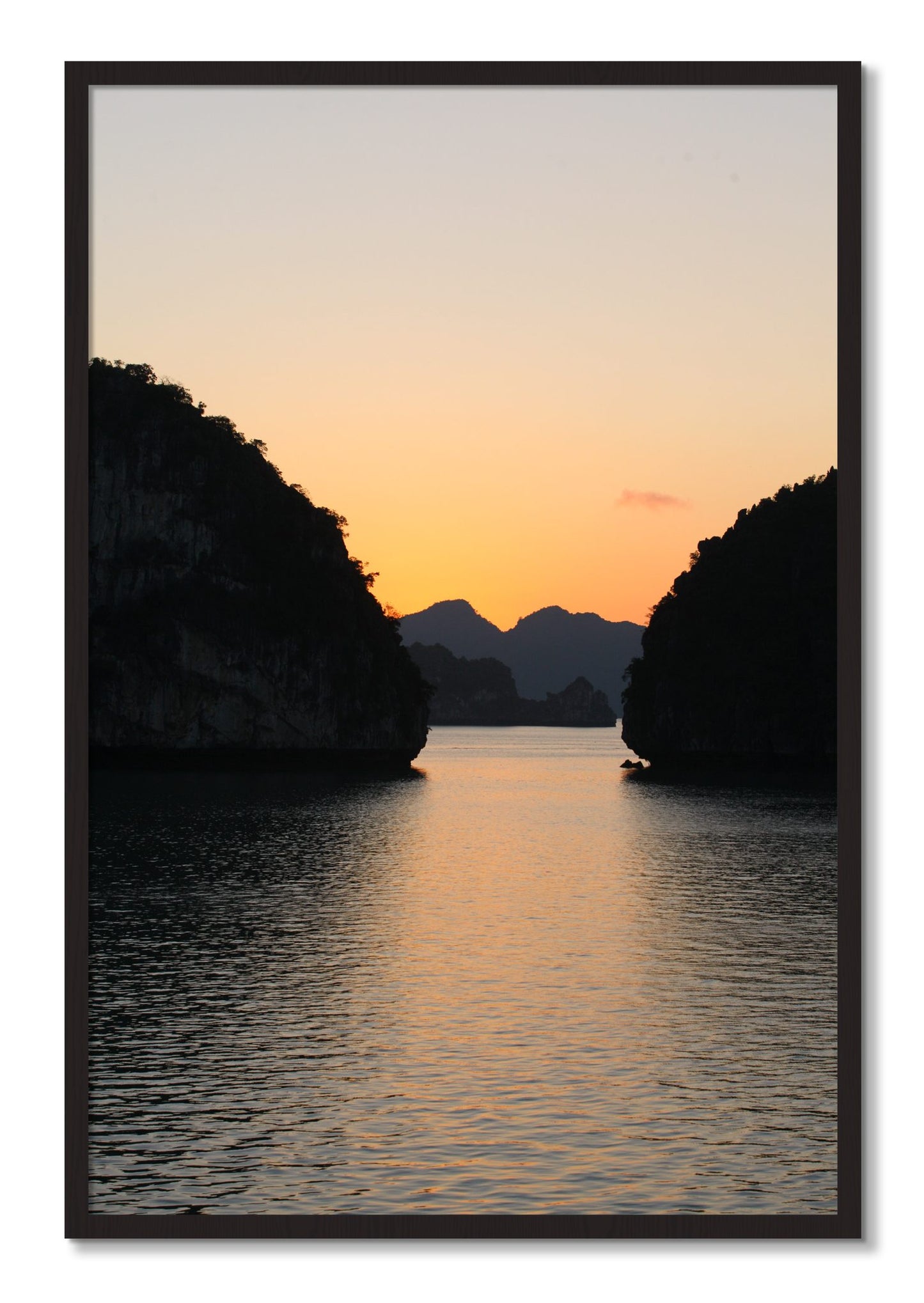 Framed photograph of Narrow Passage by Dylan Ozanich, Black Walnut frame, Full Bleed