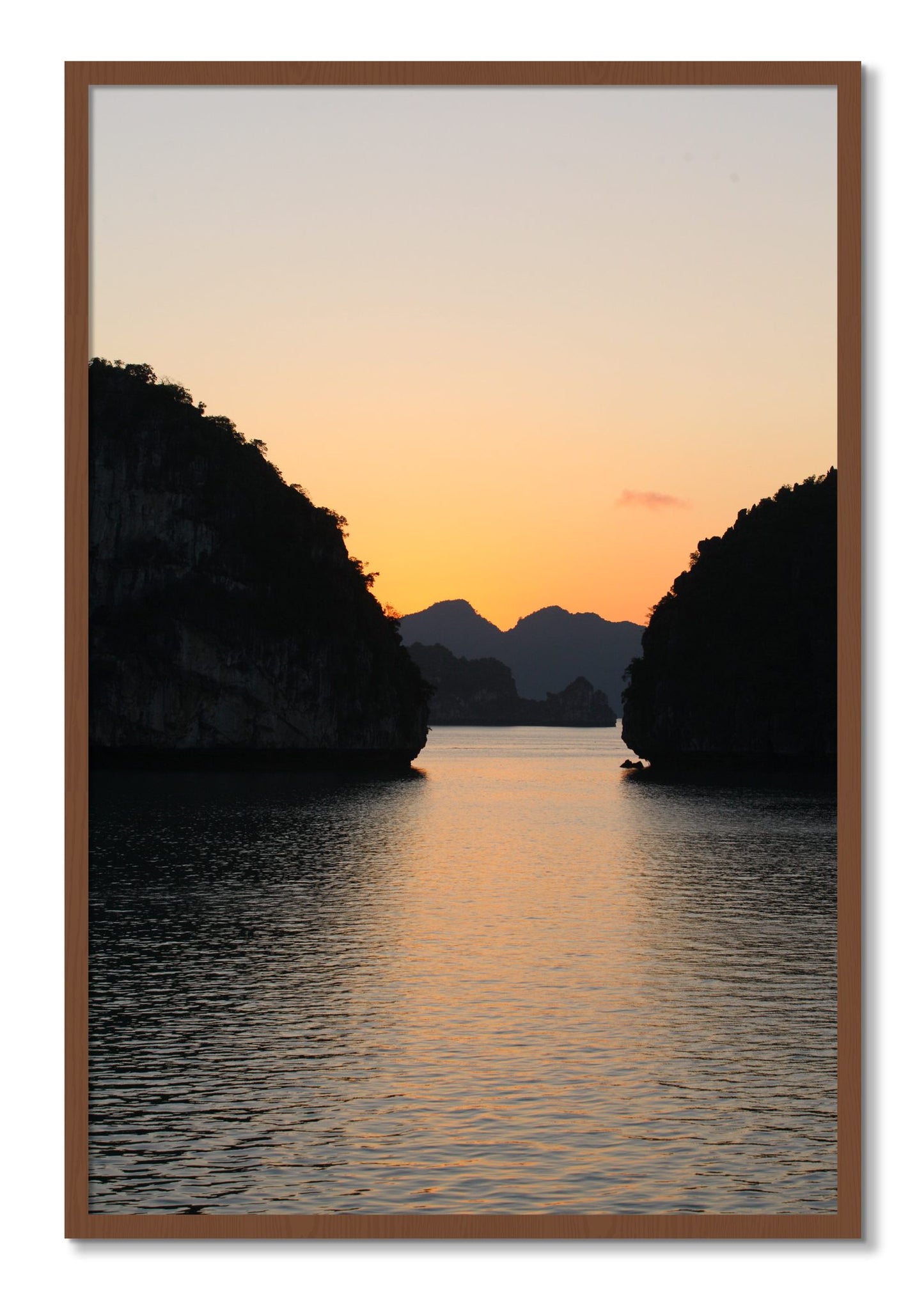 Framed photograph of Narrow Passage by Dylan Ozanich, Walnut frame, Full Bleed