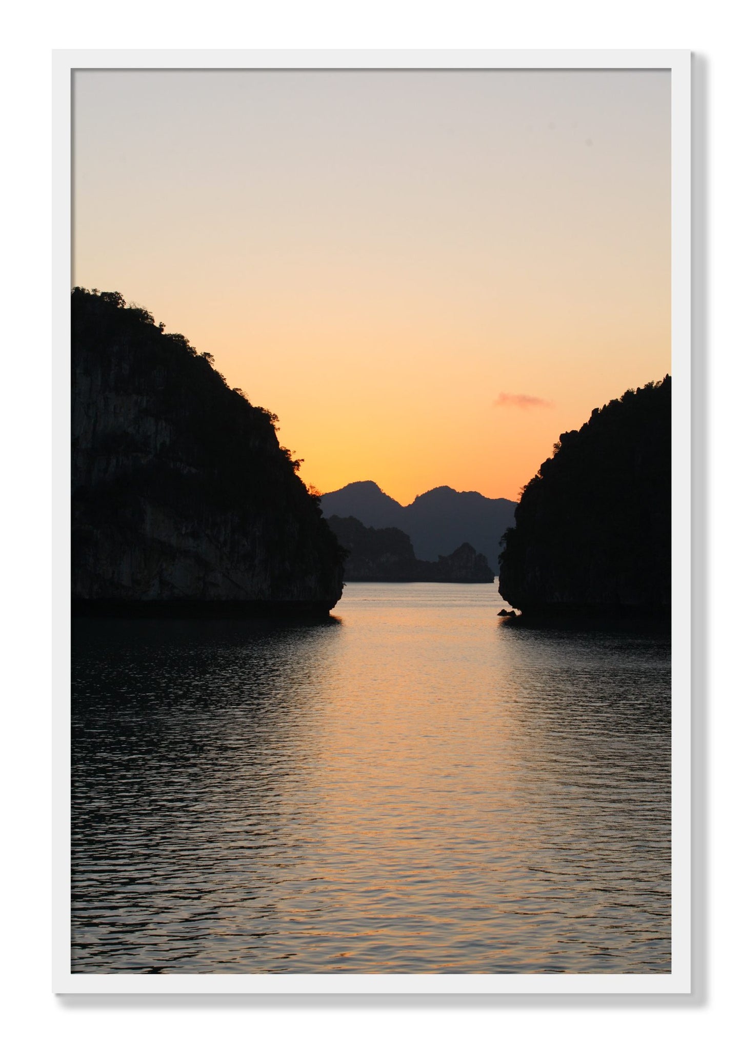 Framed photograph of Narrow Passage by Dylan Ozanich, White frame, Full Bleed