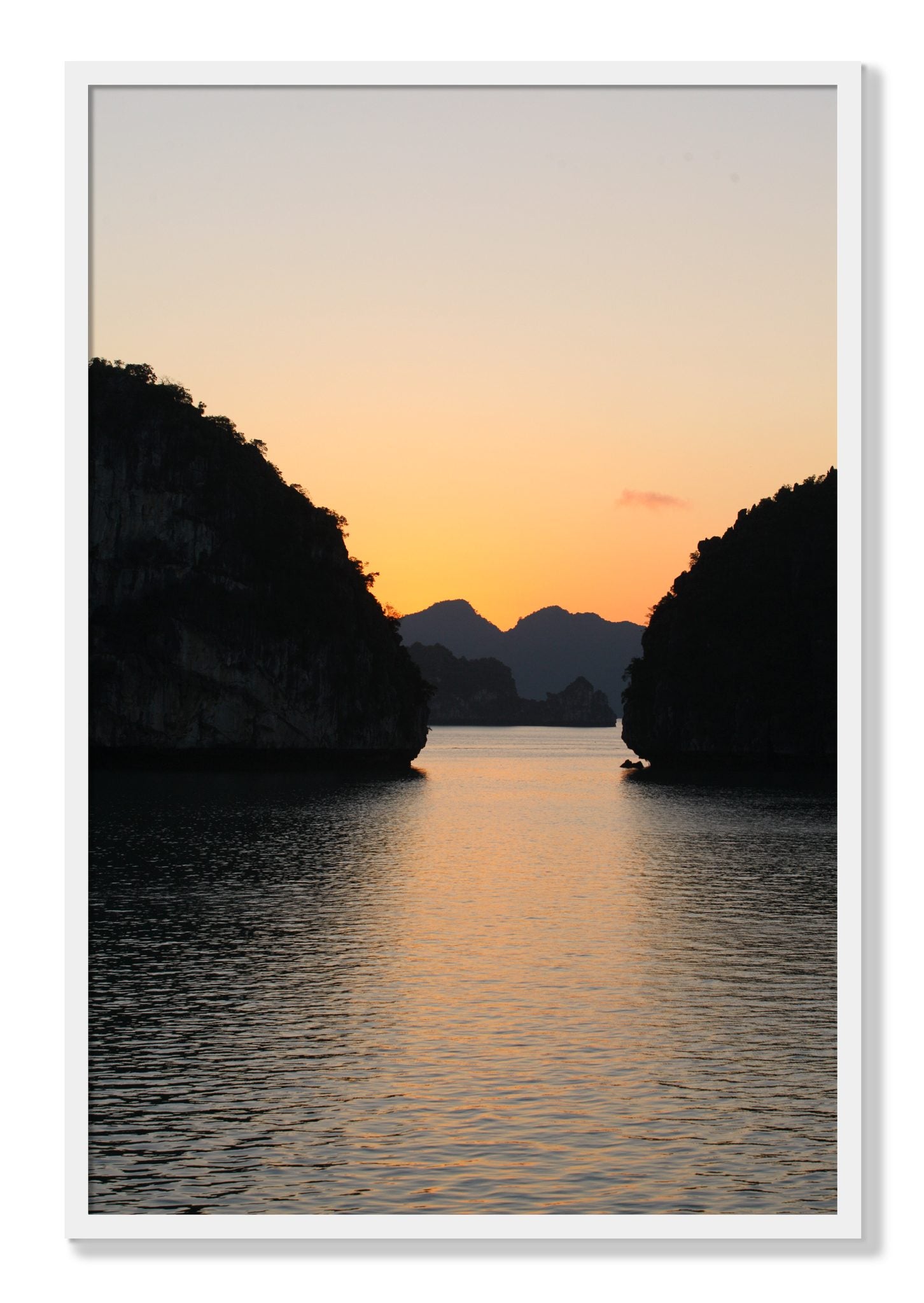 Framed photograph of Narrow Passage by Dylan Ozanich, White frame, Full Bleed