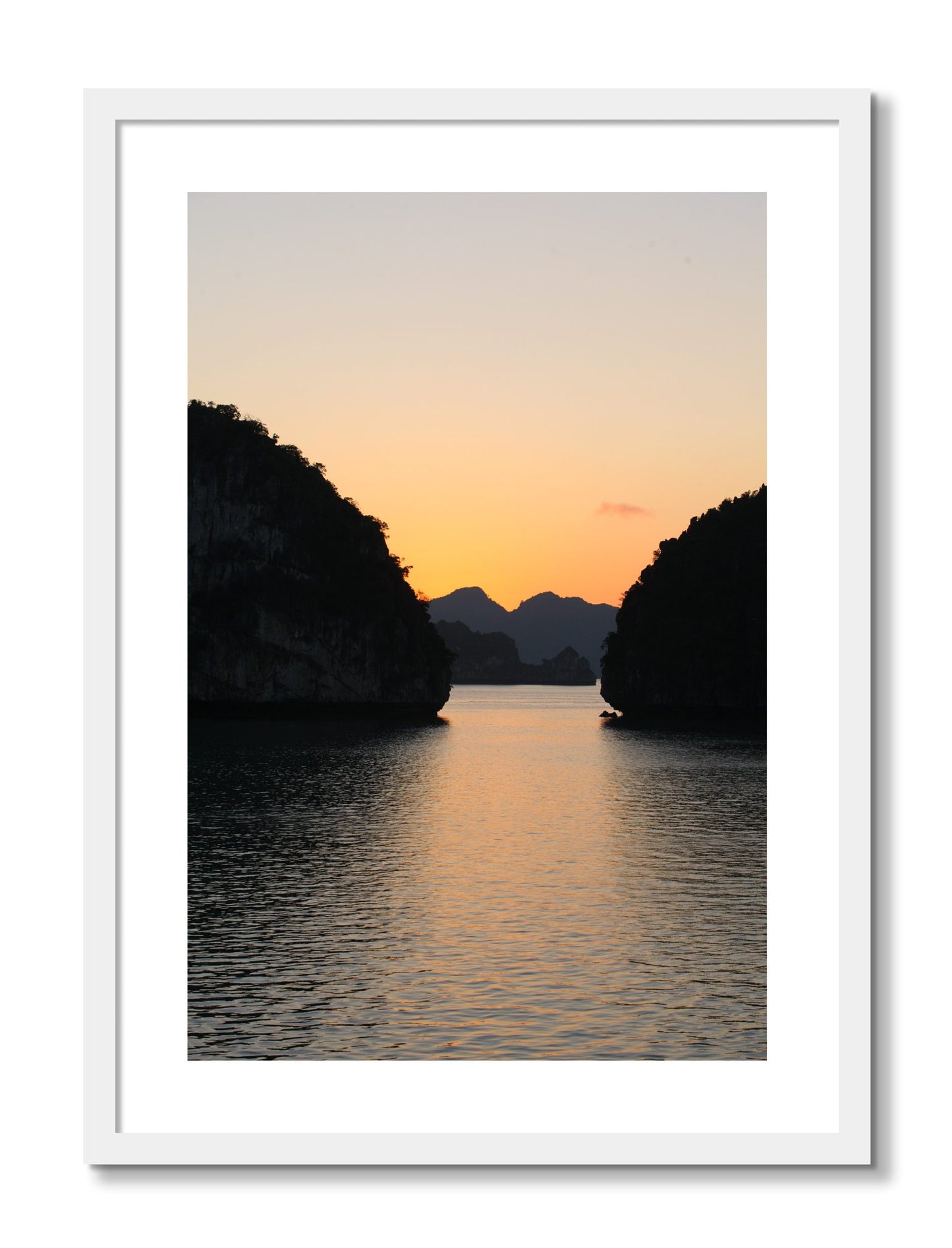 Framed photograph of Narrow Passage by Dylan Ozanich, White frame, Borders