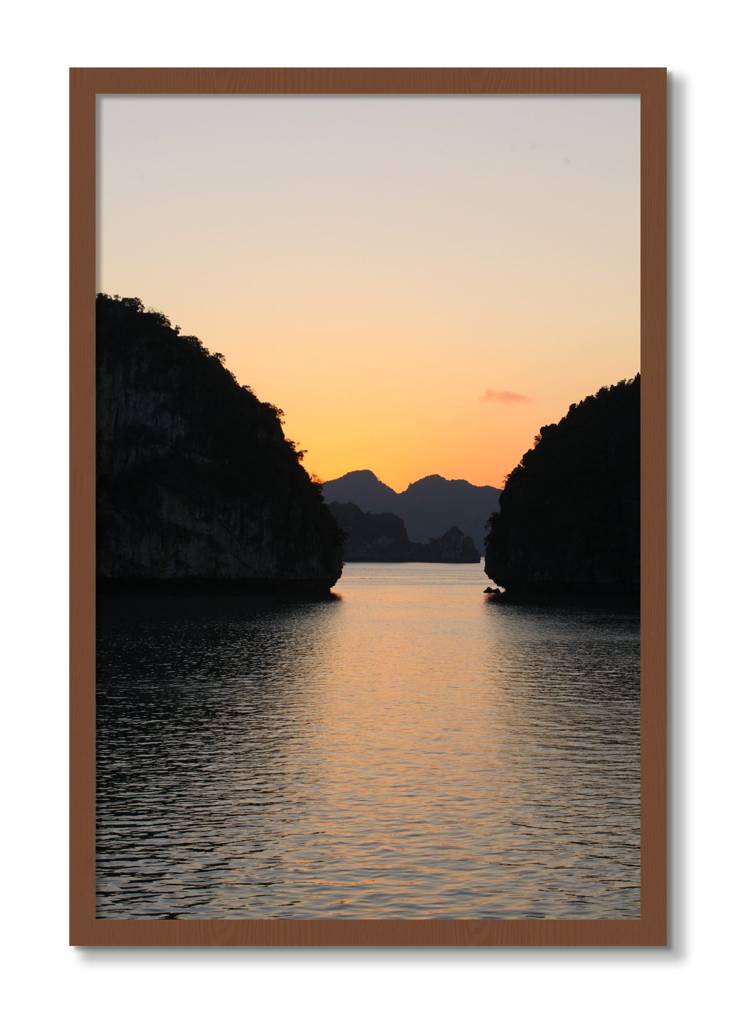 Framed photograph of Narrow Passage by Dylan Ozanich, Walnut frame, Full Bleed
