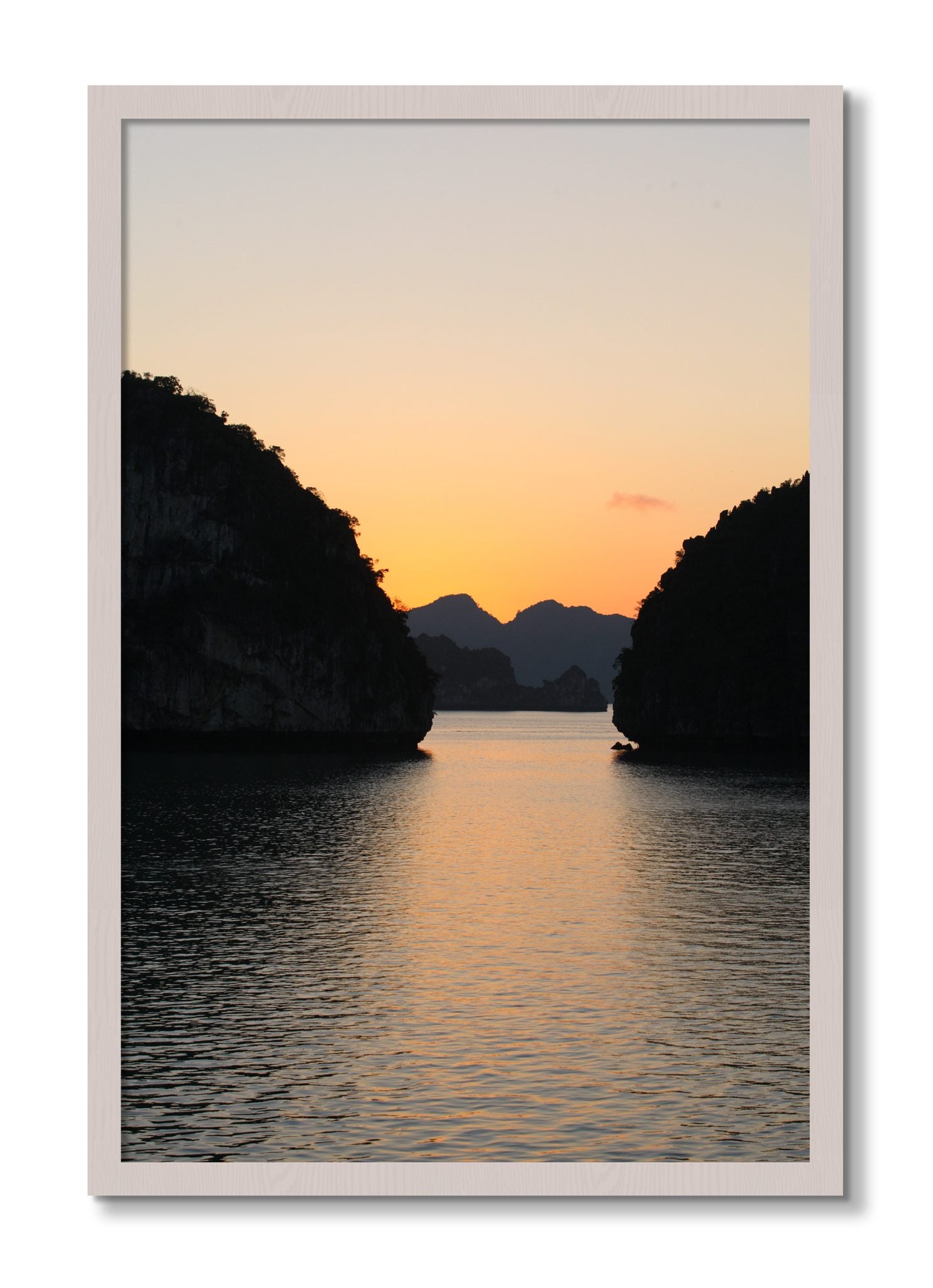 Framed photograph of Narrow Passage by Dylan Ozanich, White Maple frame, Full Bleed