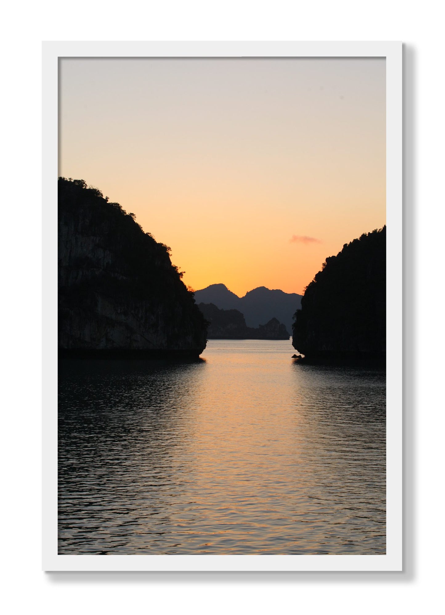 Framed photograph of Narrow Passage by Dylan Ozanich, White frame, Full Bleed
