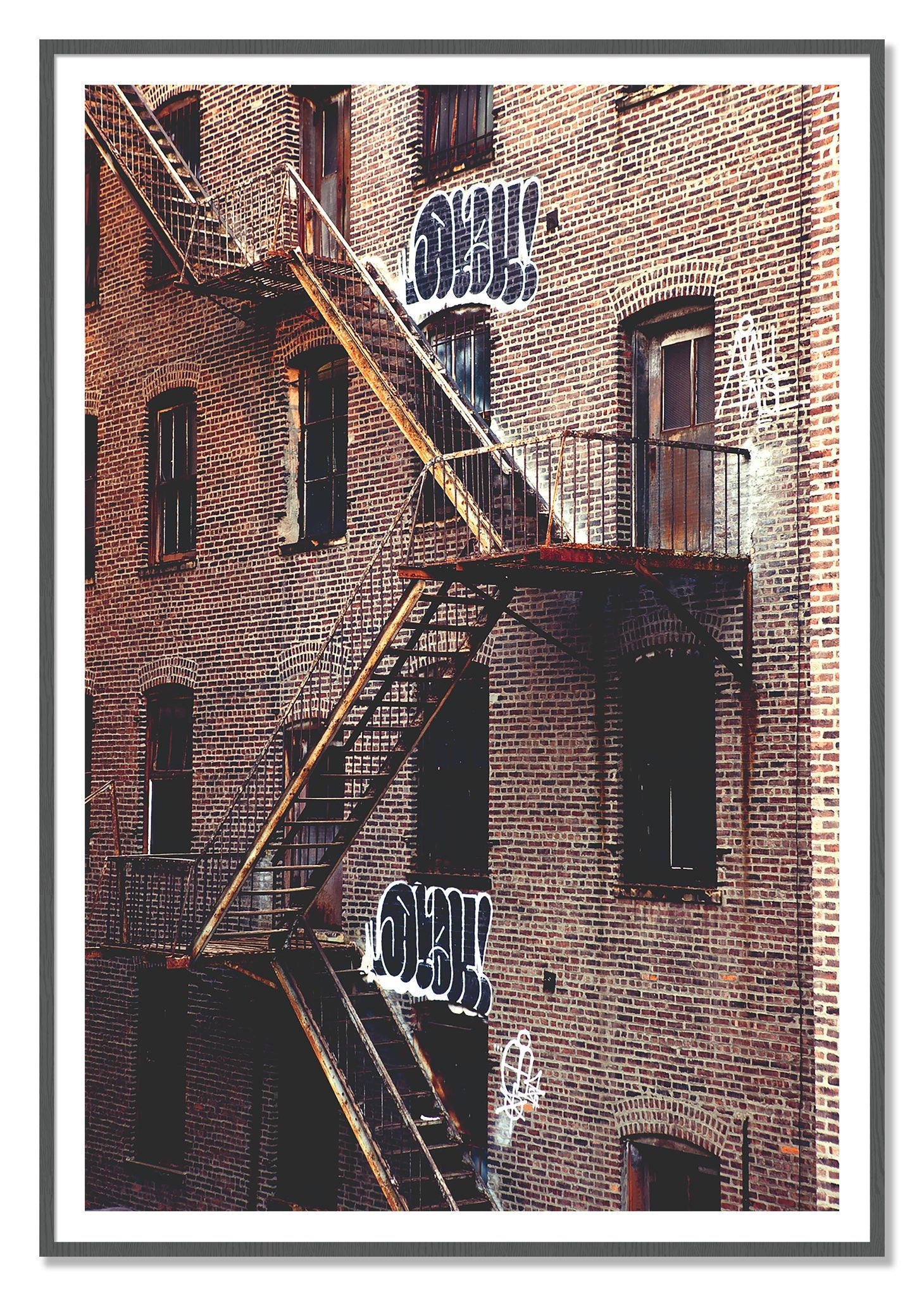 New York City Style by Dylan Ozanich, 48×72 print with a White Border in a Grey frame
