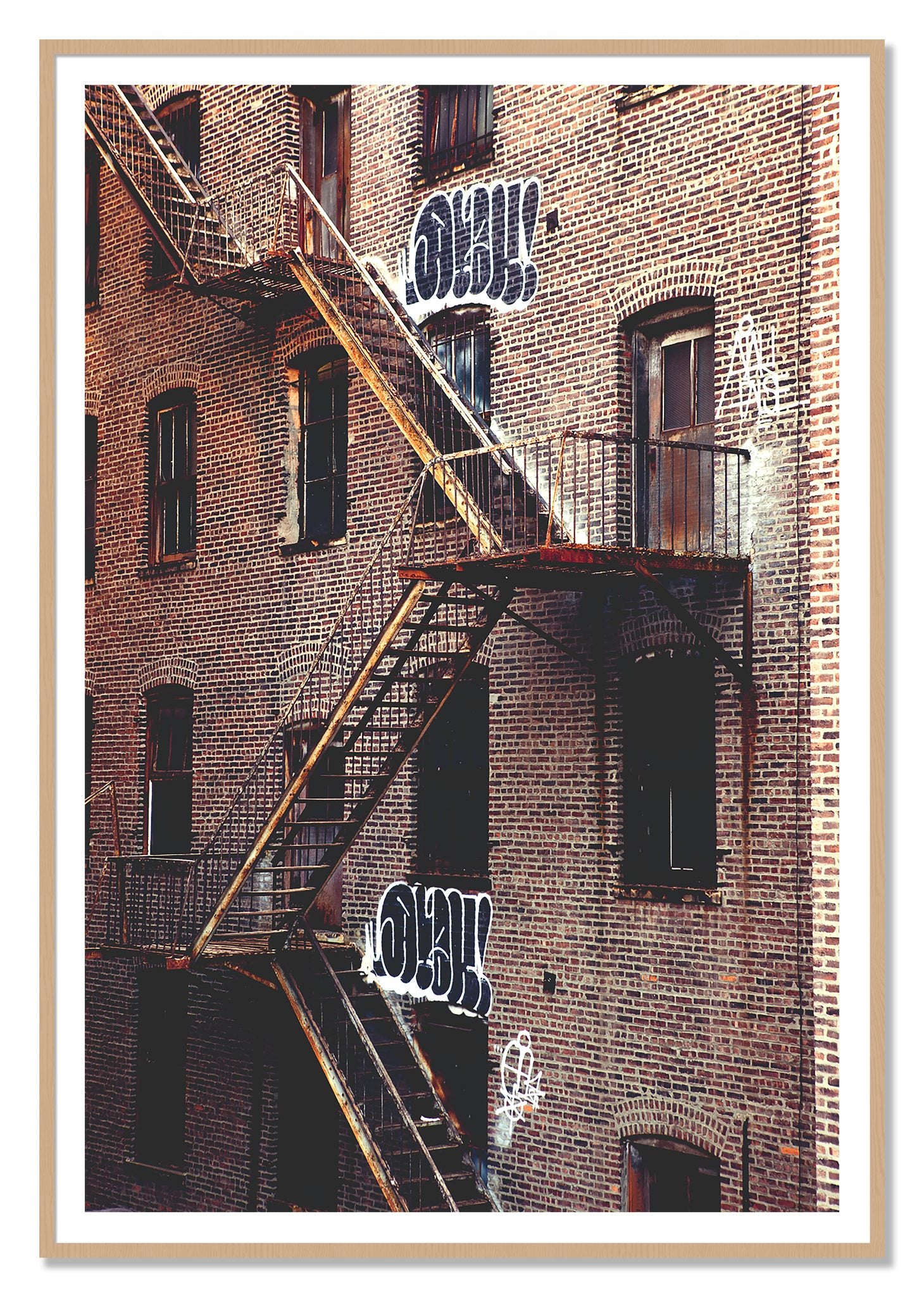 New York City Style by Dylan Ozanich, 48×72 print with a White Border in an Oak frame