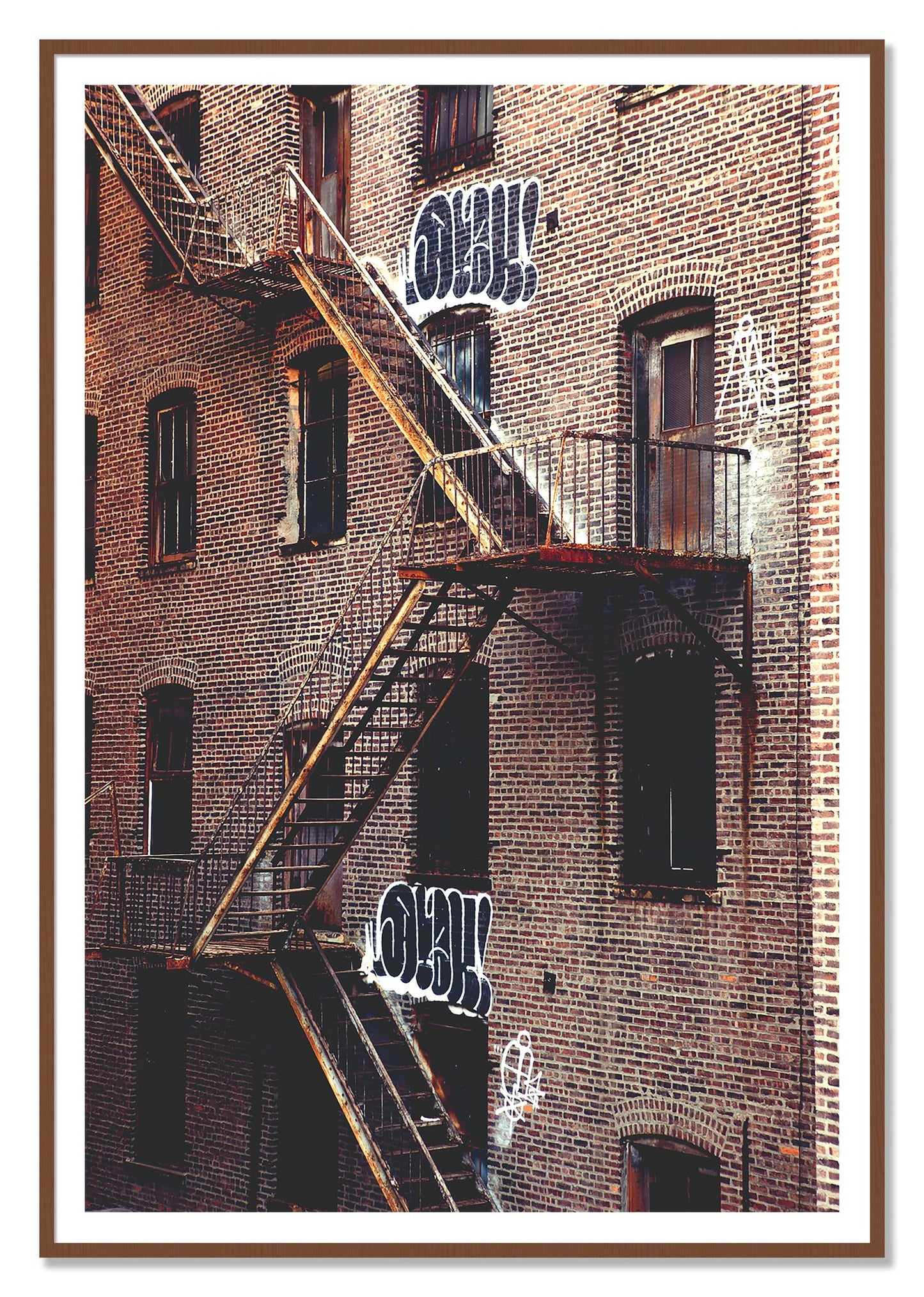 New York City Style by Dylan Ozanich, 48×72 print with a White Border in a Walnut frame