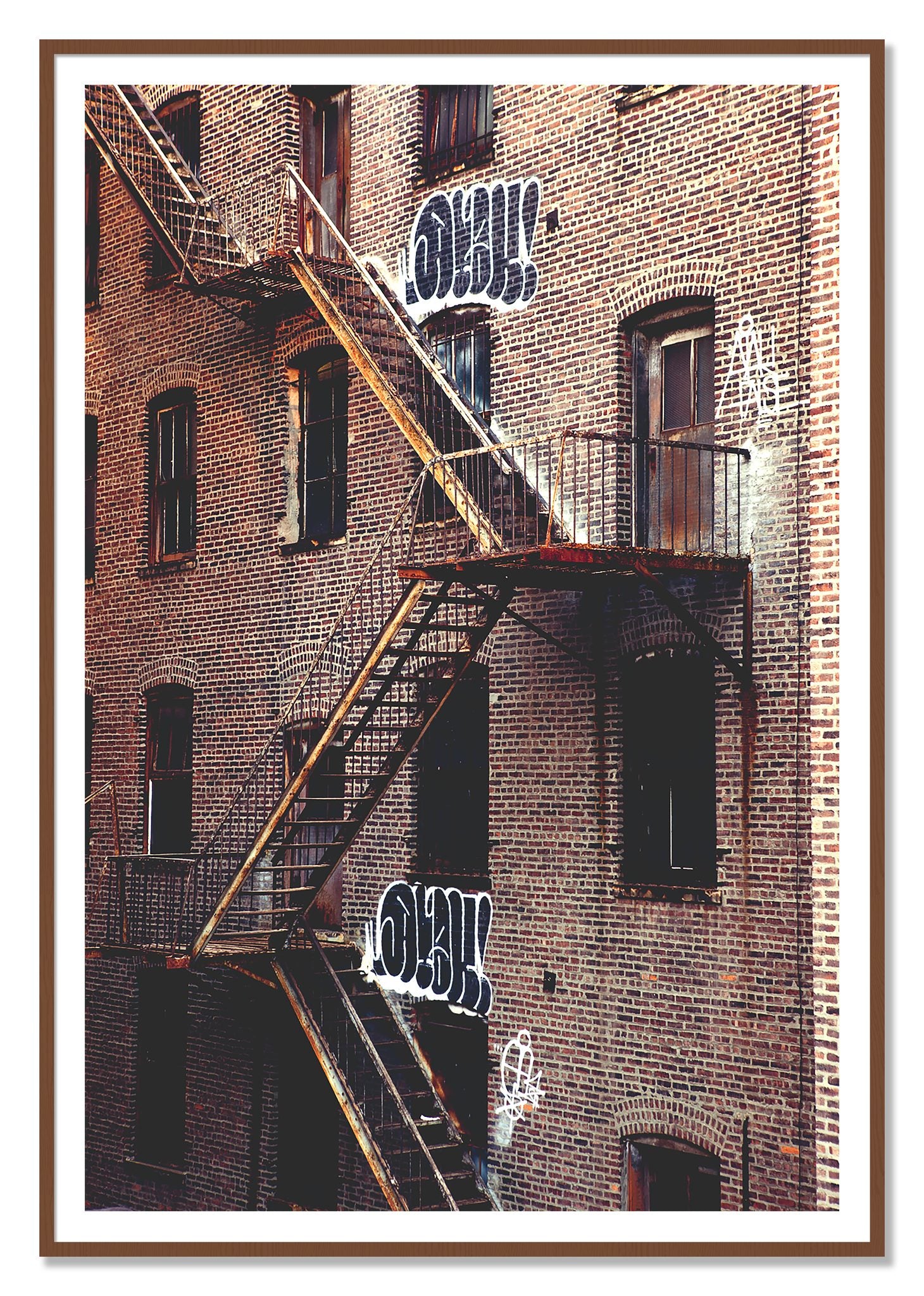 New York City Style by Dylan Ozanich, 48×72 print with a White Border in a Walnut frame