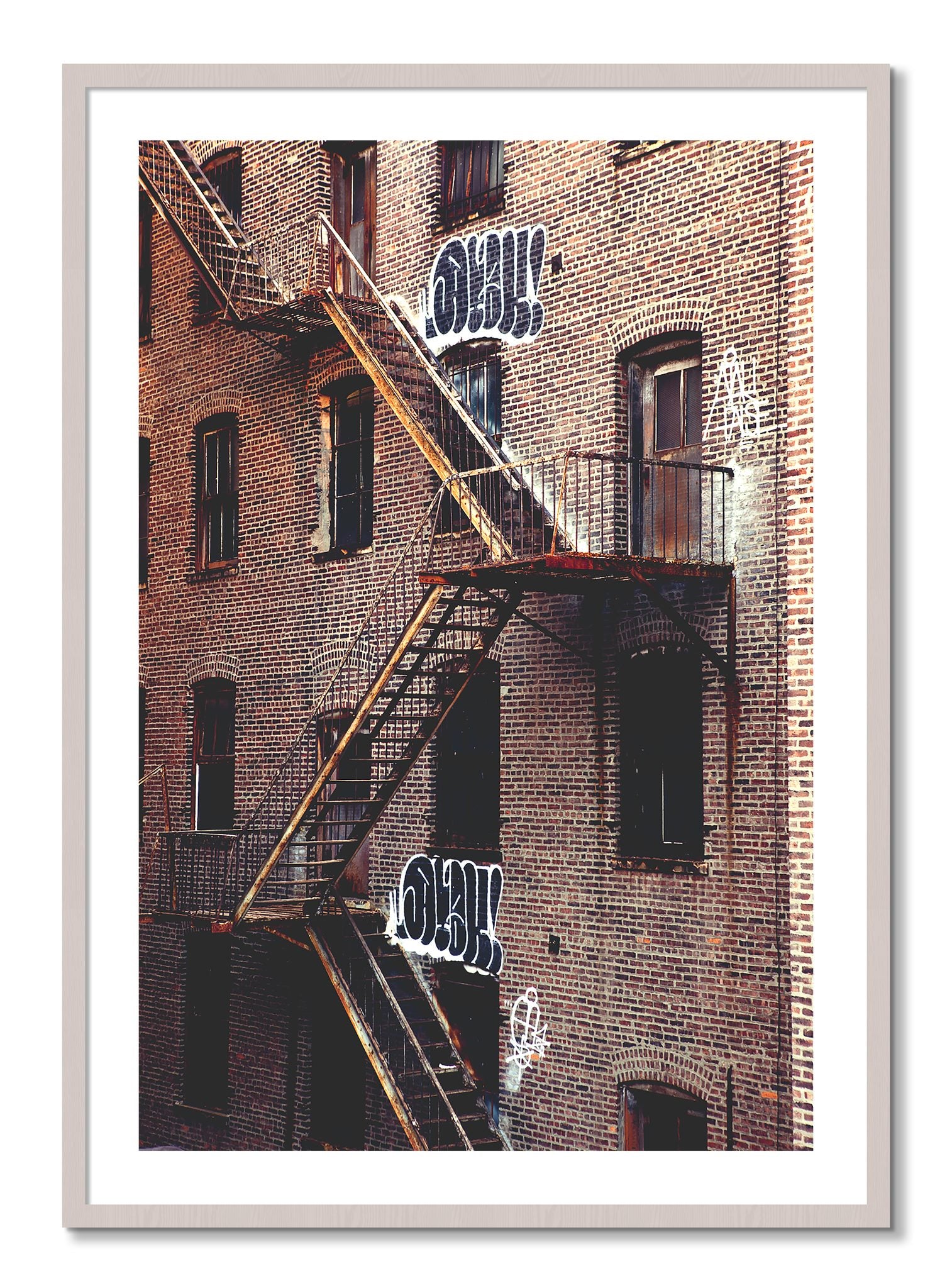 Framed photograph of New York City Style by Dylan Ozanich, White Maple frame, Borders