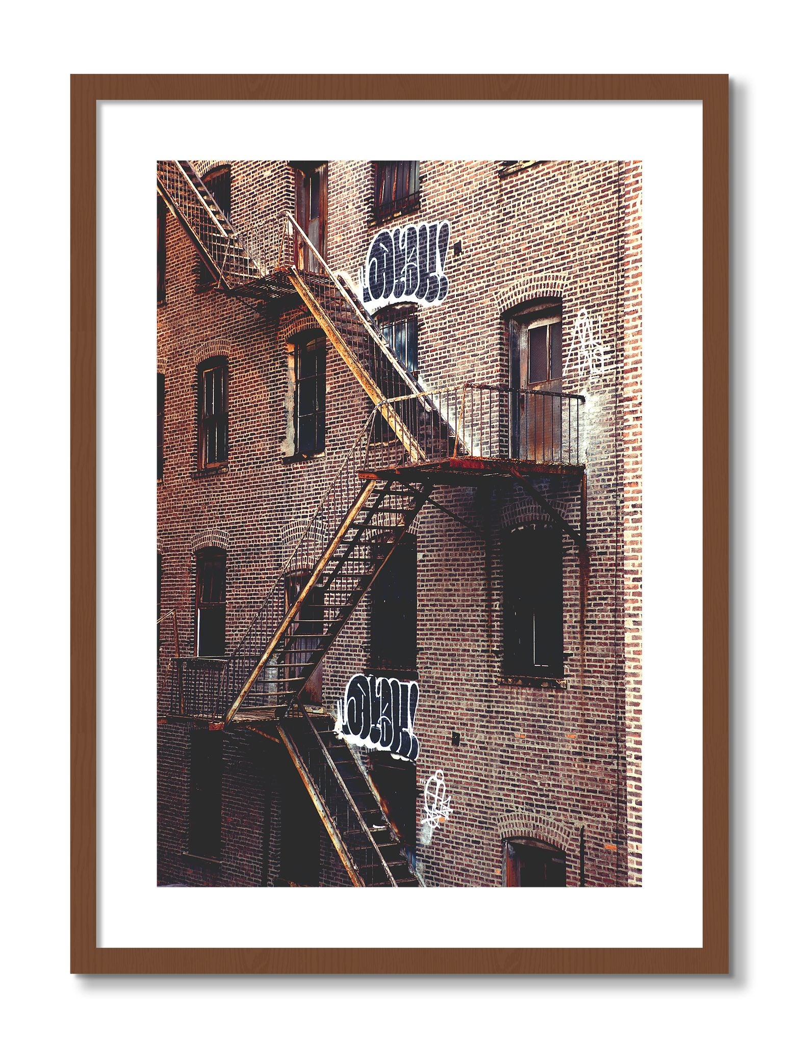 Framed photograph of New York City Style by Dylan Ozanich, Walnut frame, Borders