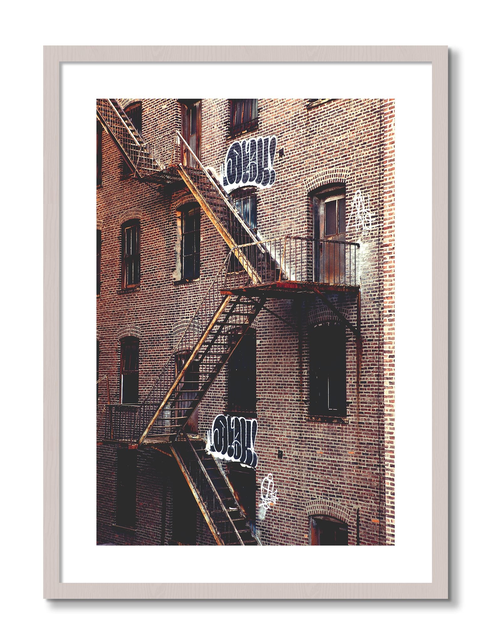 Framed photograph of New York City Style by Dylan Ozanich, White Maple frame, Borders