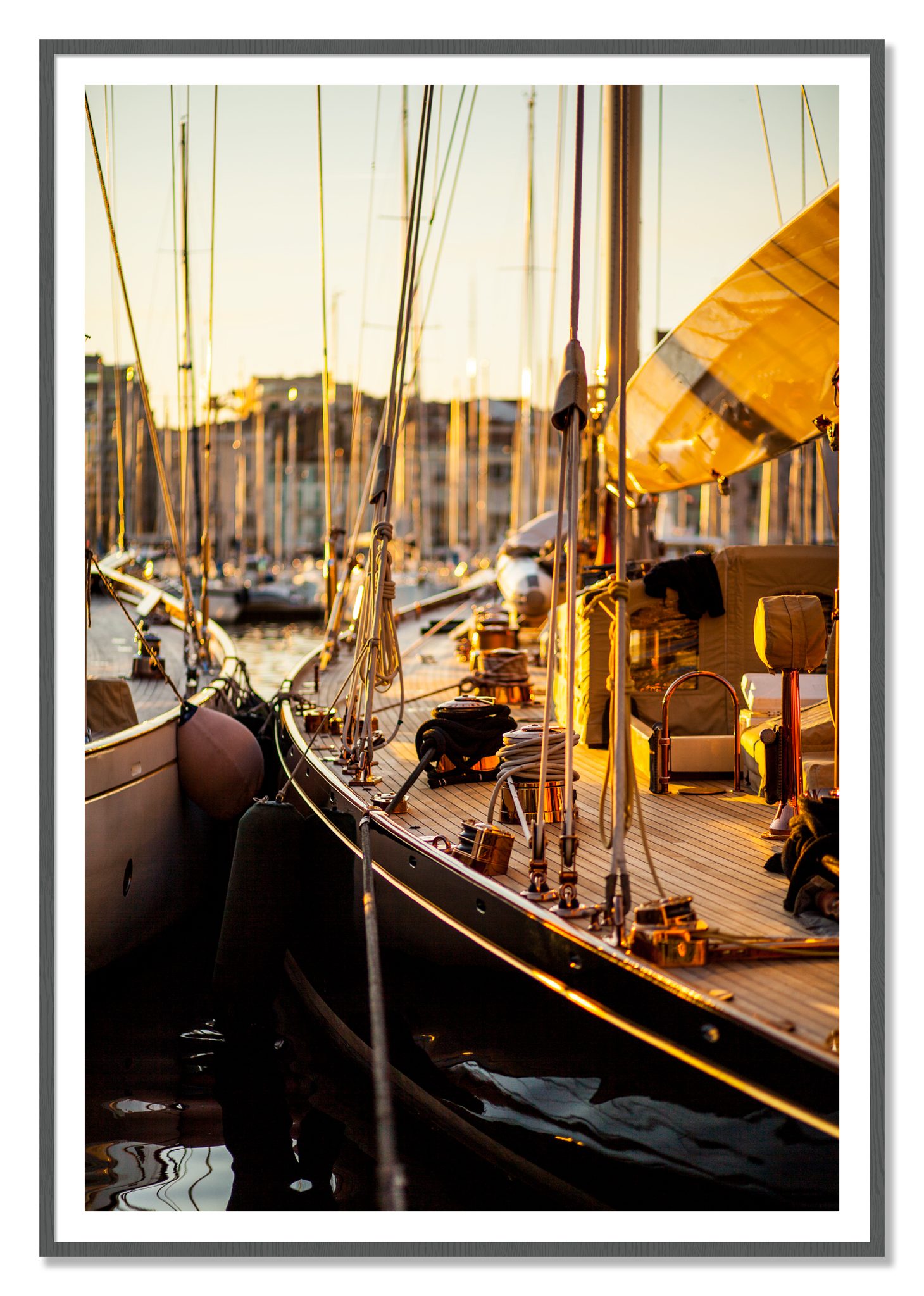 Nice France by Dylan Ozanich, 48×72 print with a White Border in a Grey frame