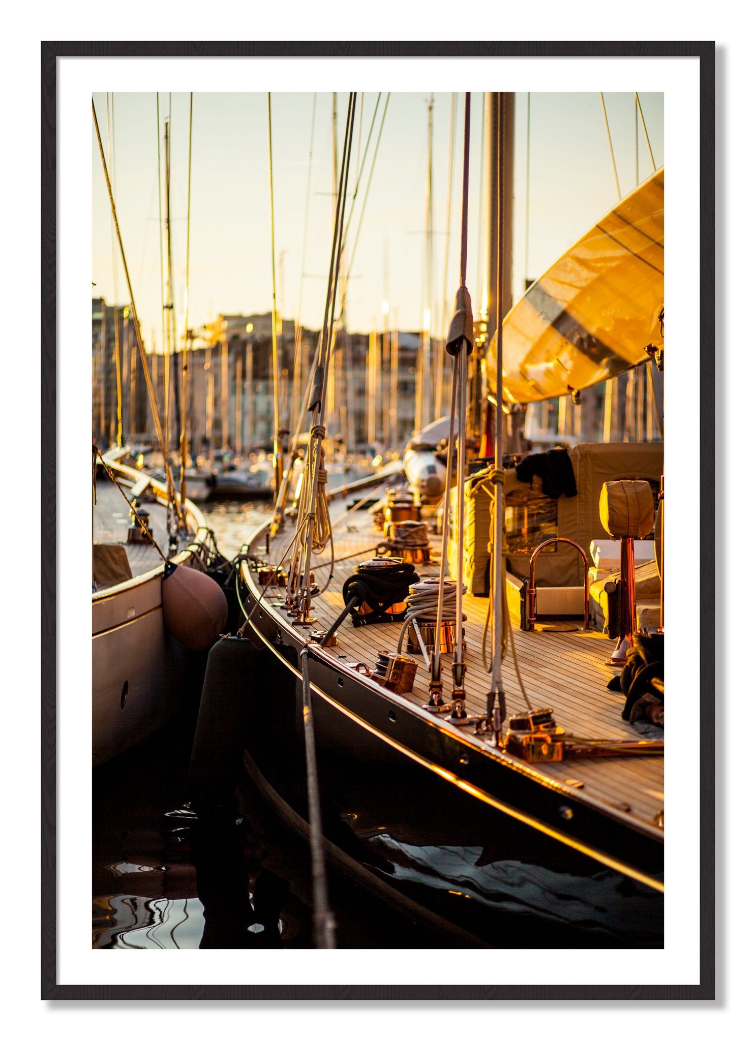 Framed photograph of Nice France by Dylan Ozanich, Black Walnut frame, Borders