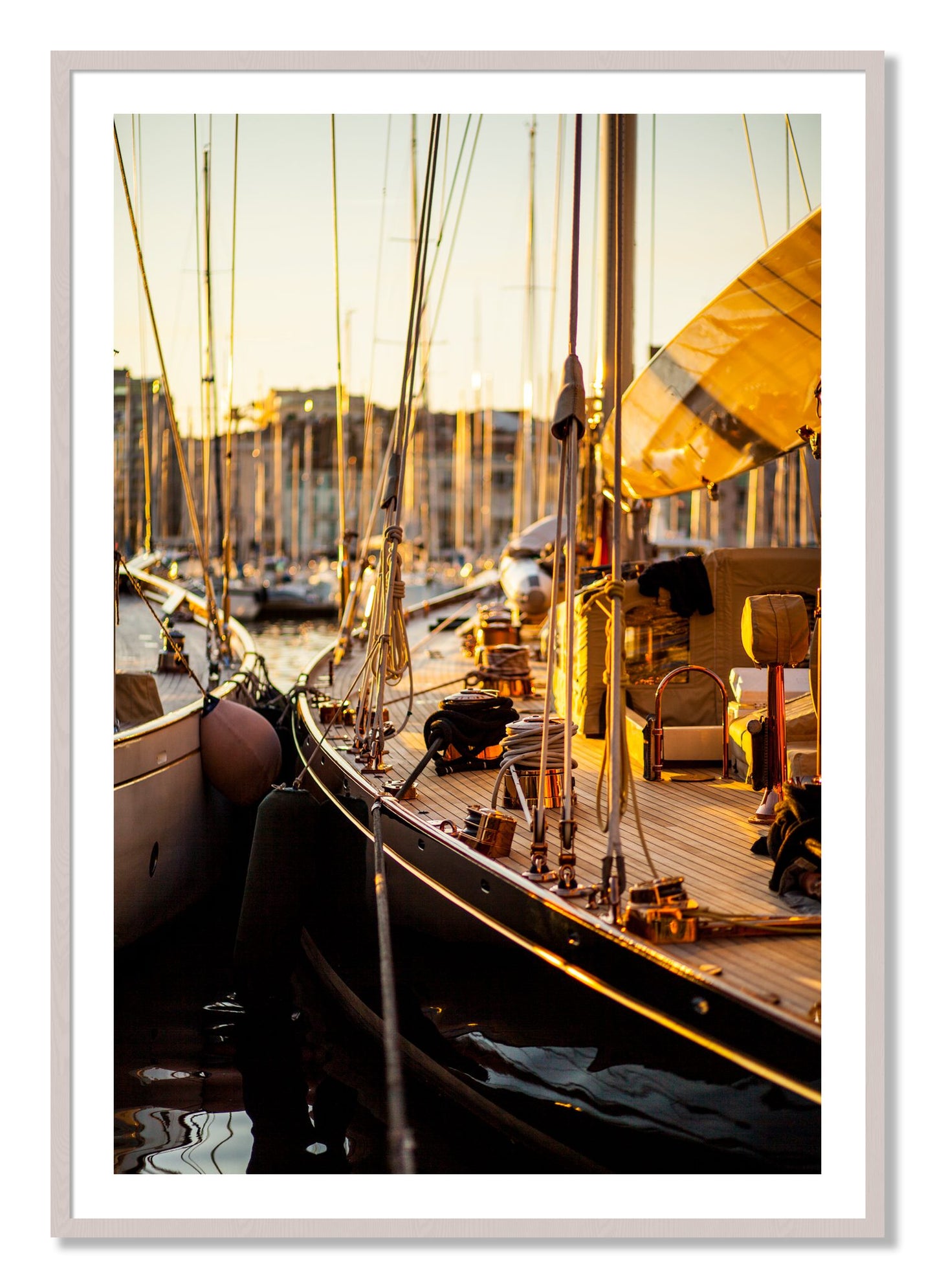 Framed photograph of Nice France by Dylan Ozanich, White Maple frame, Borders