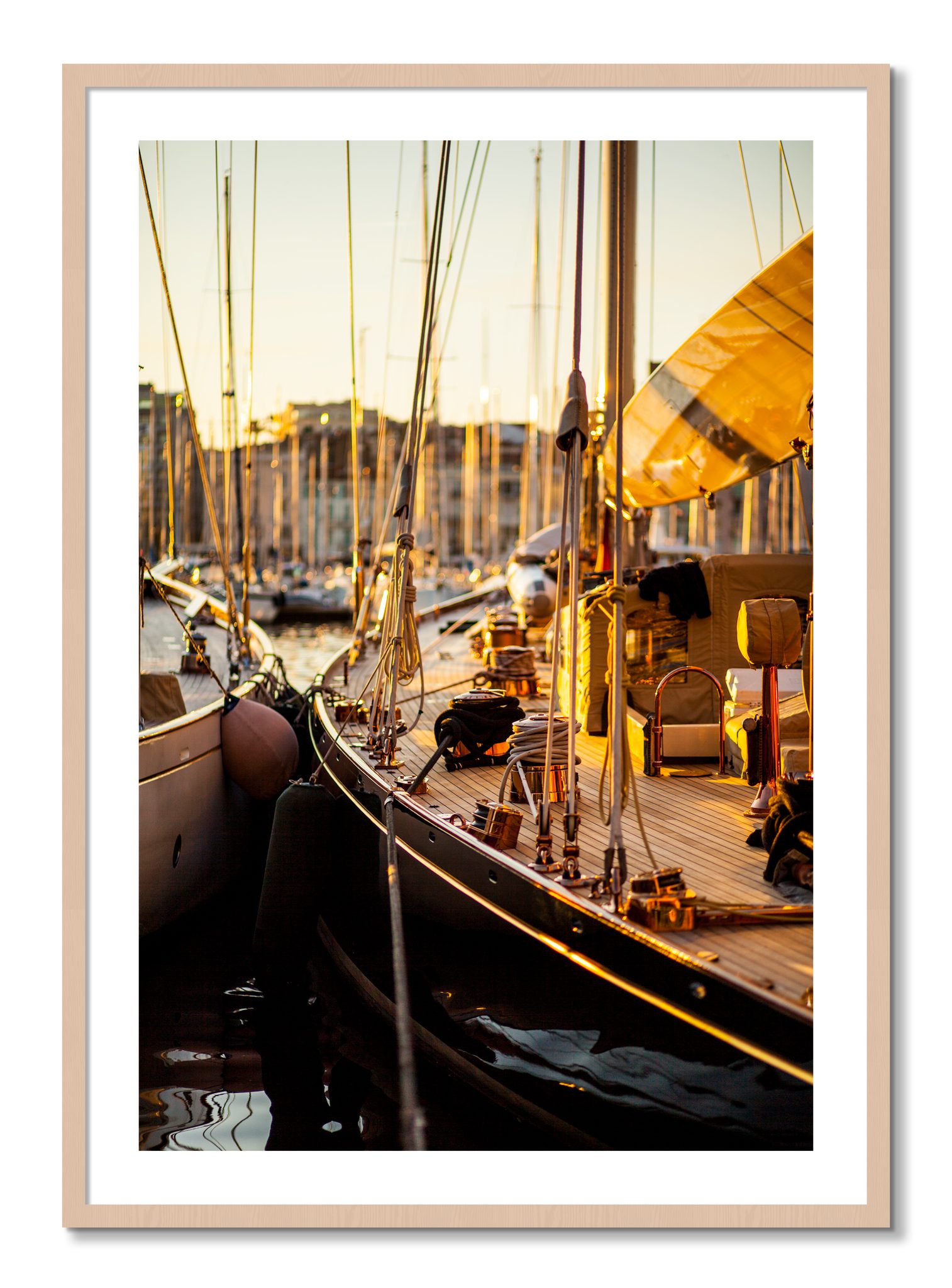 Framed photograph of Nice France by Dylan Ozanich, Maple frame, Borders