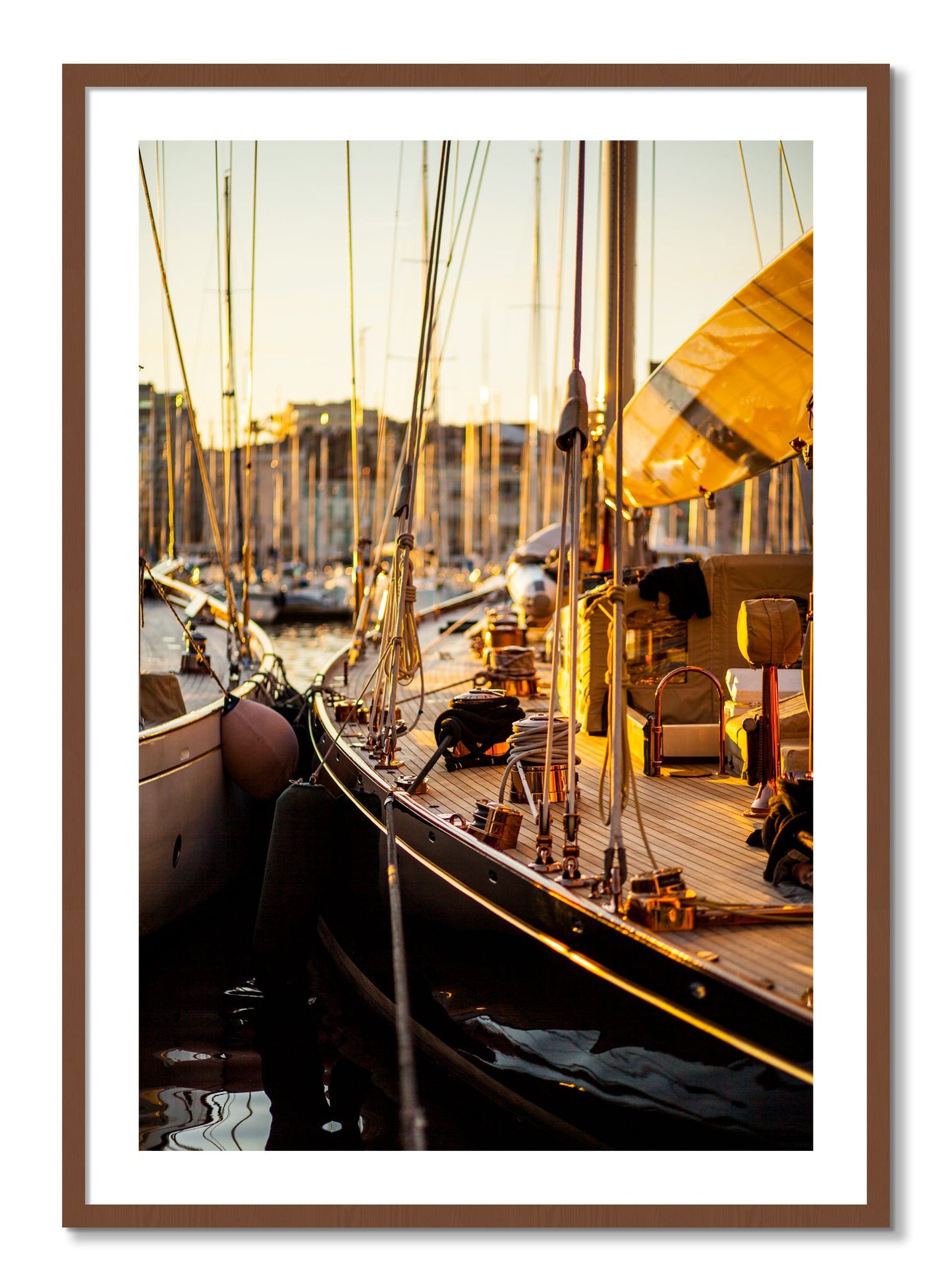 Framed photograph of Nice France by Dylan Ozanich, Walnut frame, Borders