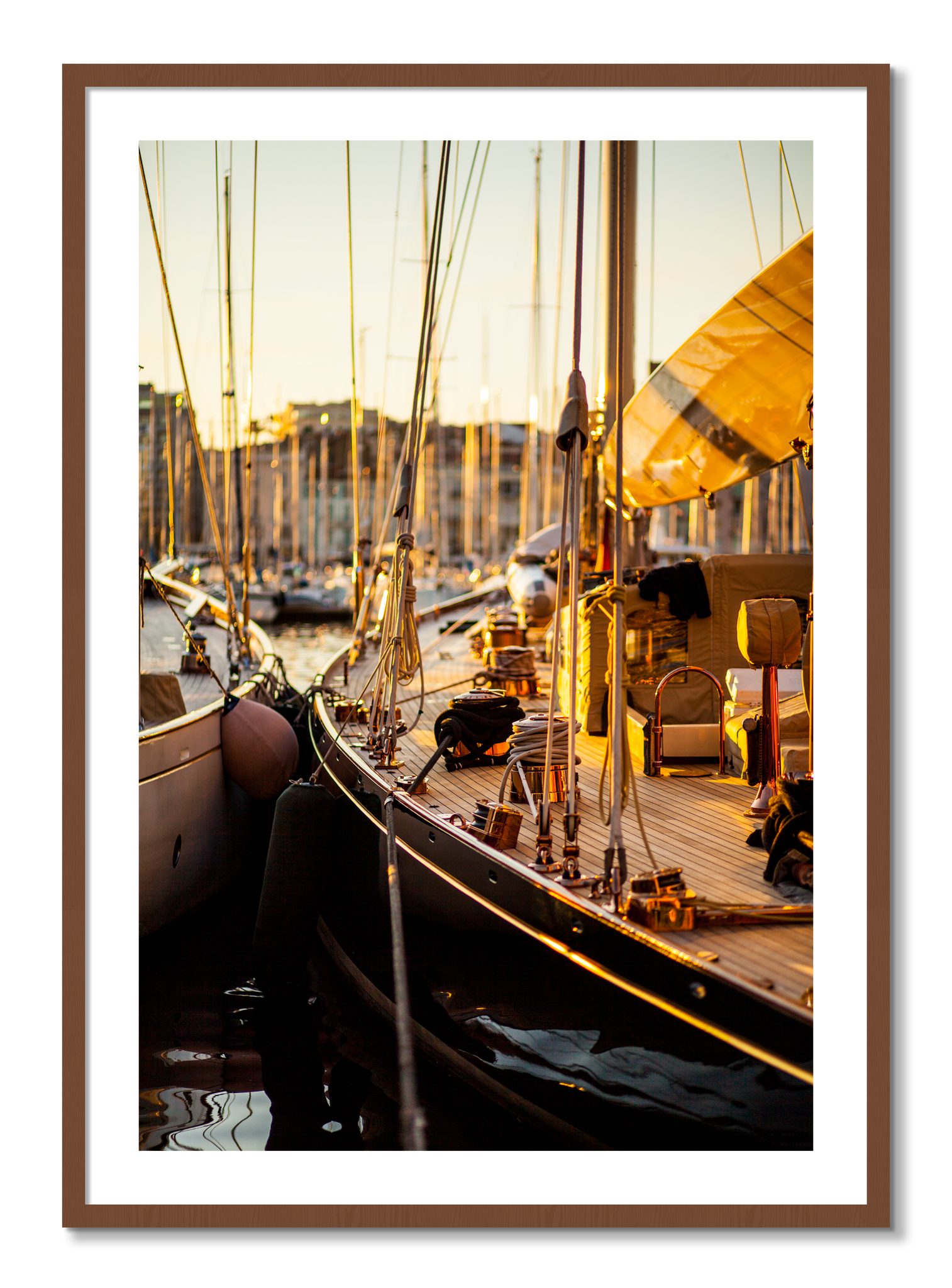 Framed photograph of Nice France by Dylan Ozanich, Walnut frame, Borders