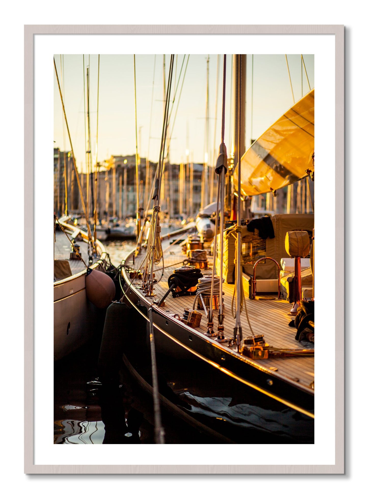 Framed photograph of Nice France by Dylan Ozanich, White Maple frame, Borders