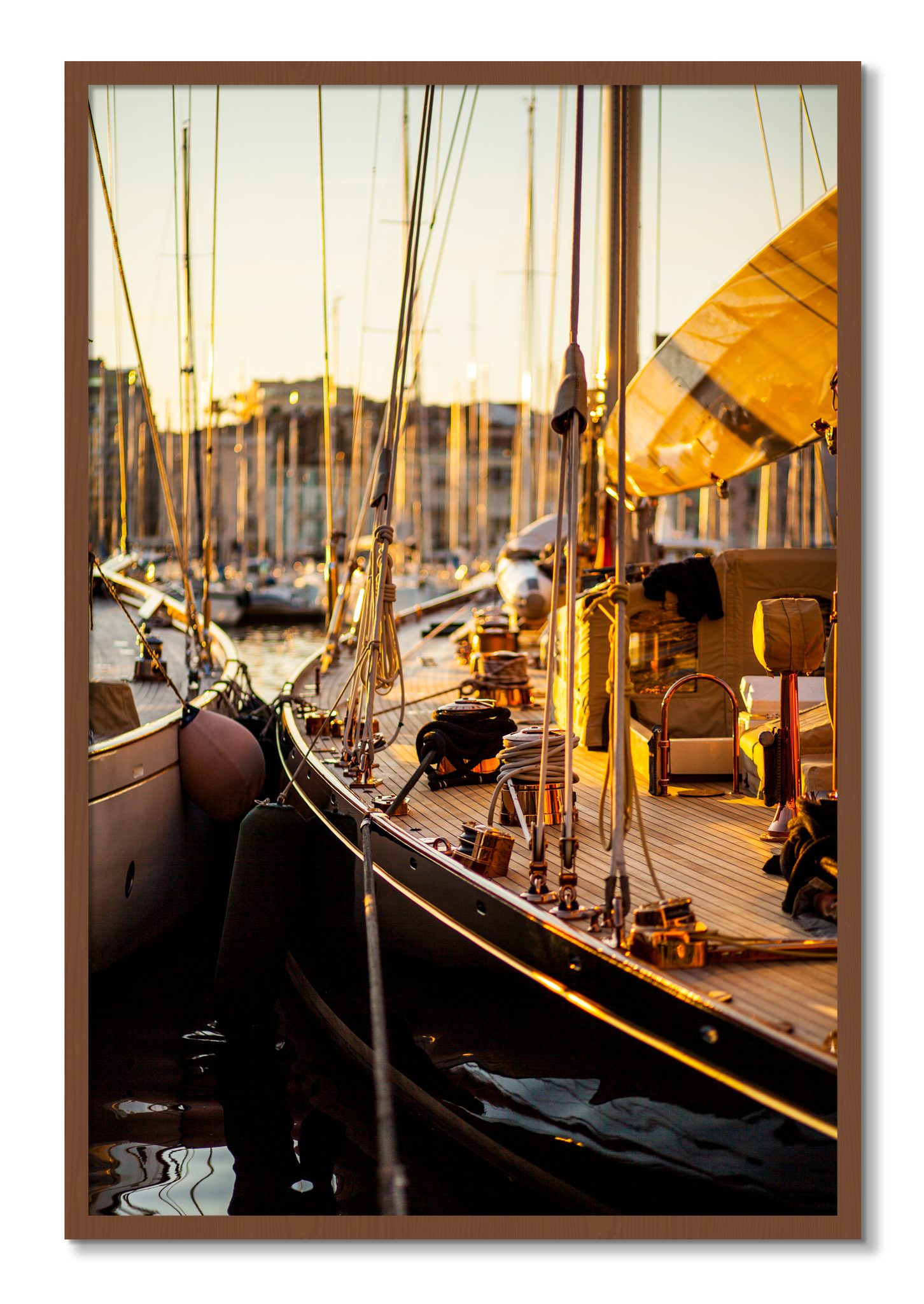 Framed photograph of Nice France by Dylan Ozanich, Walnut frame, Full Bleed