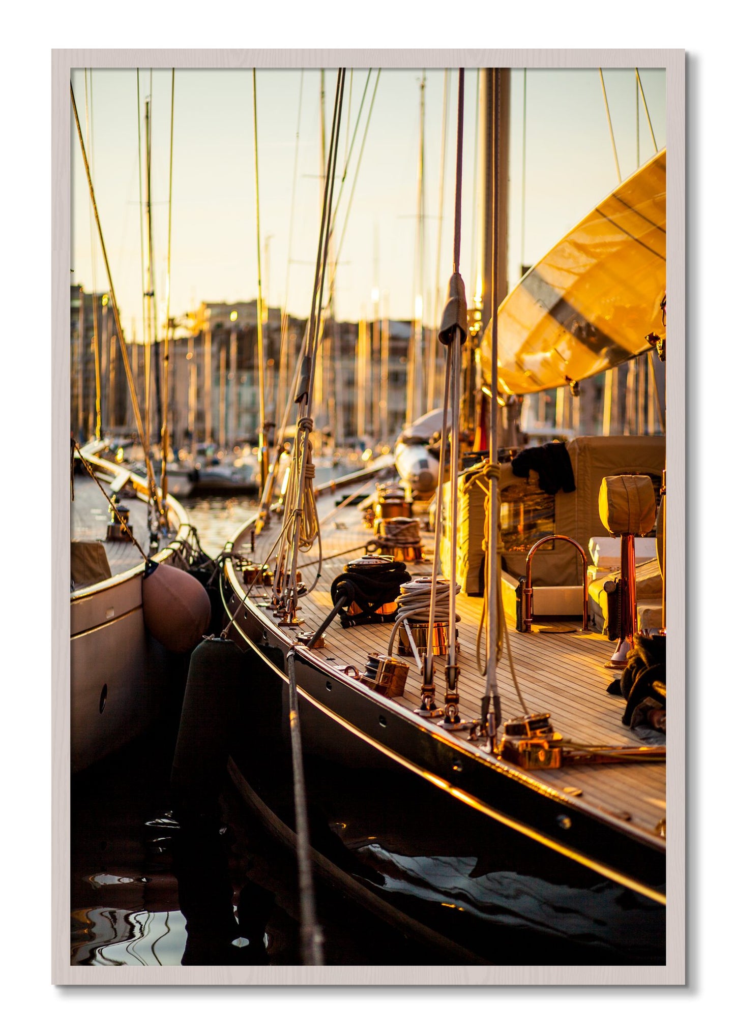 Framed photograph of Nice France by Dylan Ozanich, White Maple frame, Full Bleed
