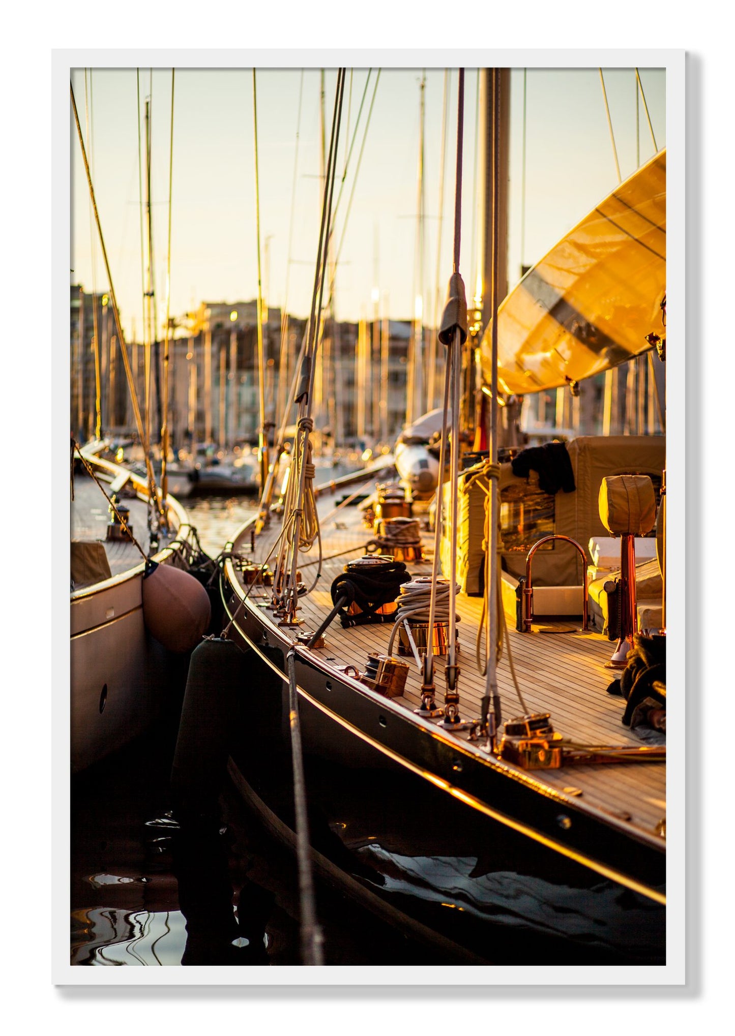 Framed photograph of Nice France by Dylan Ozanich, White frame, Full Bleed