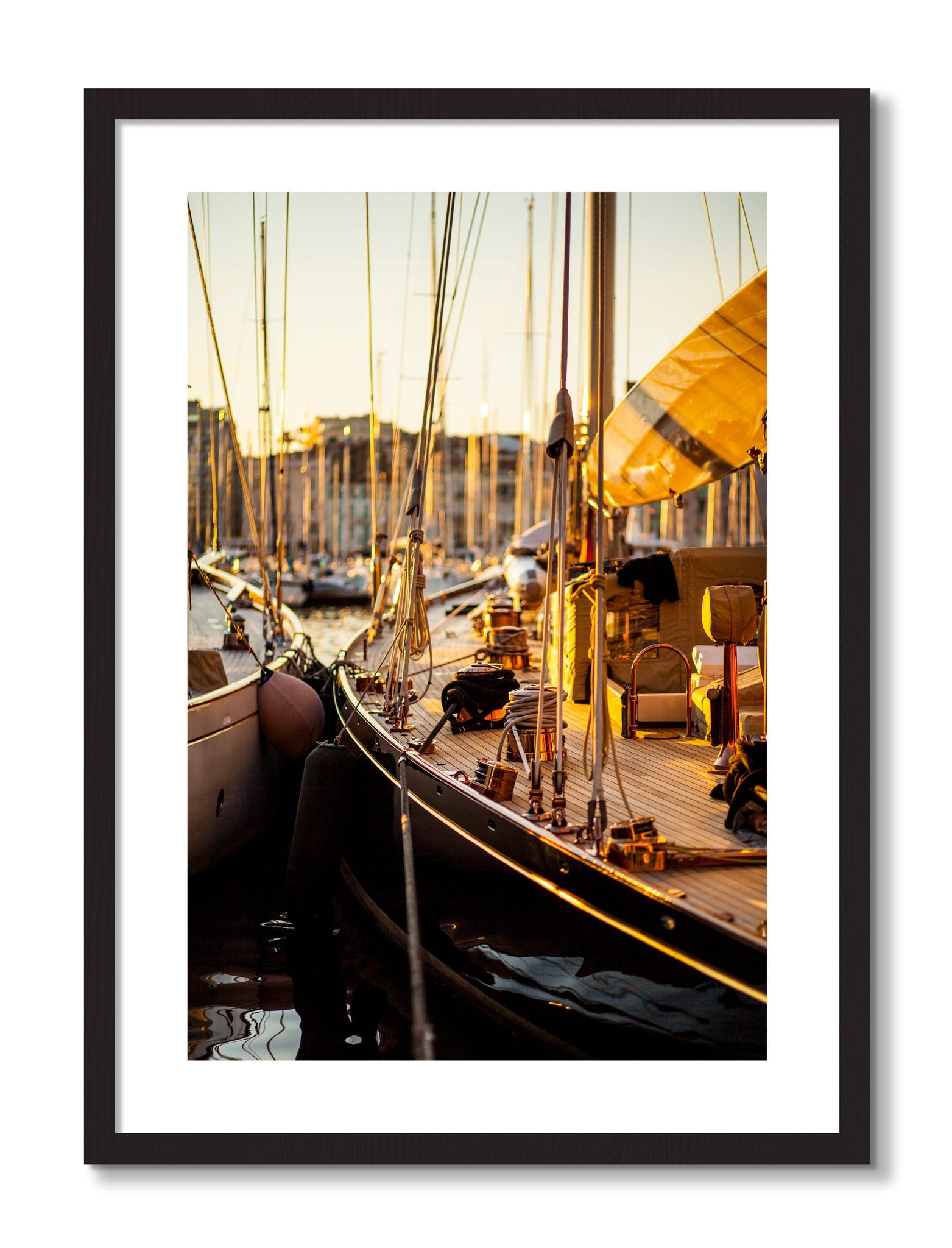 Framed photograph of Nice France by Dylan Ozanich, Black Walnut frame, Borders