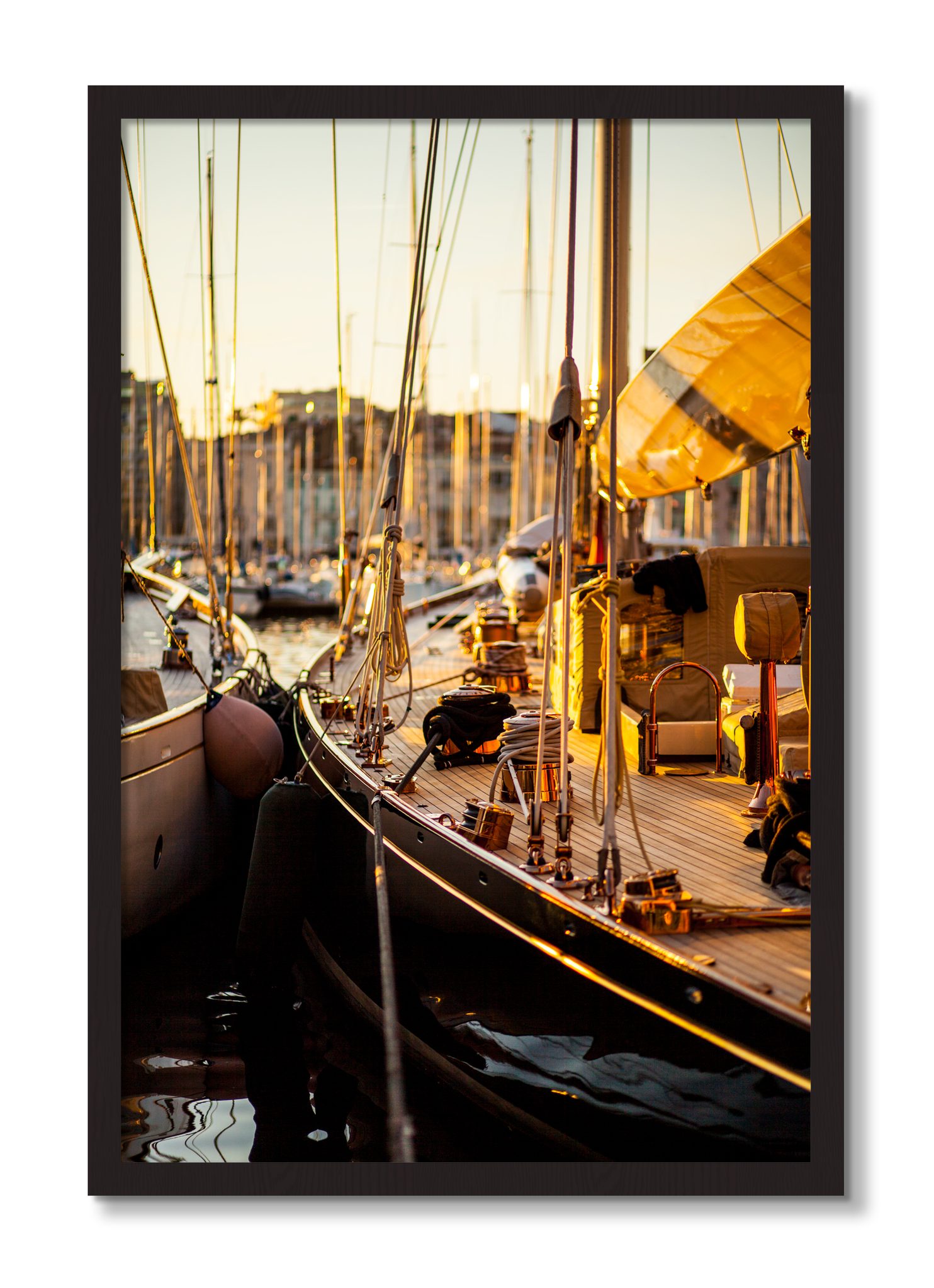 Framed photograph of Nice France by Dylan Ozanich, Black Walnut frame, Full Bleed