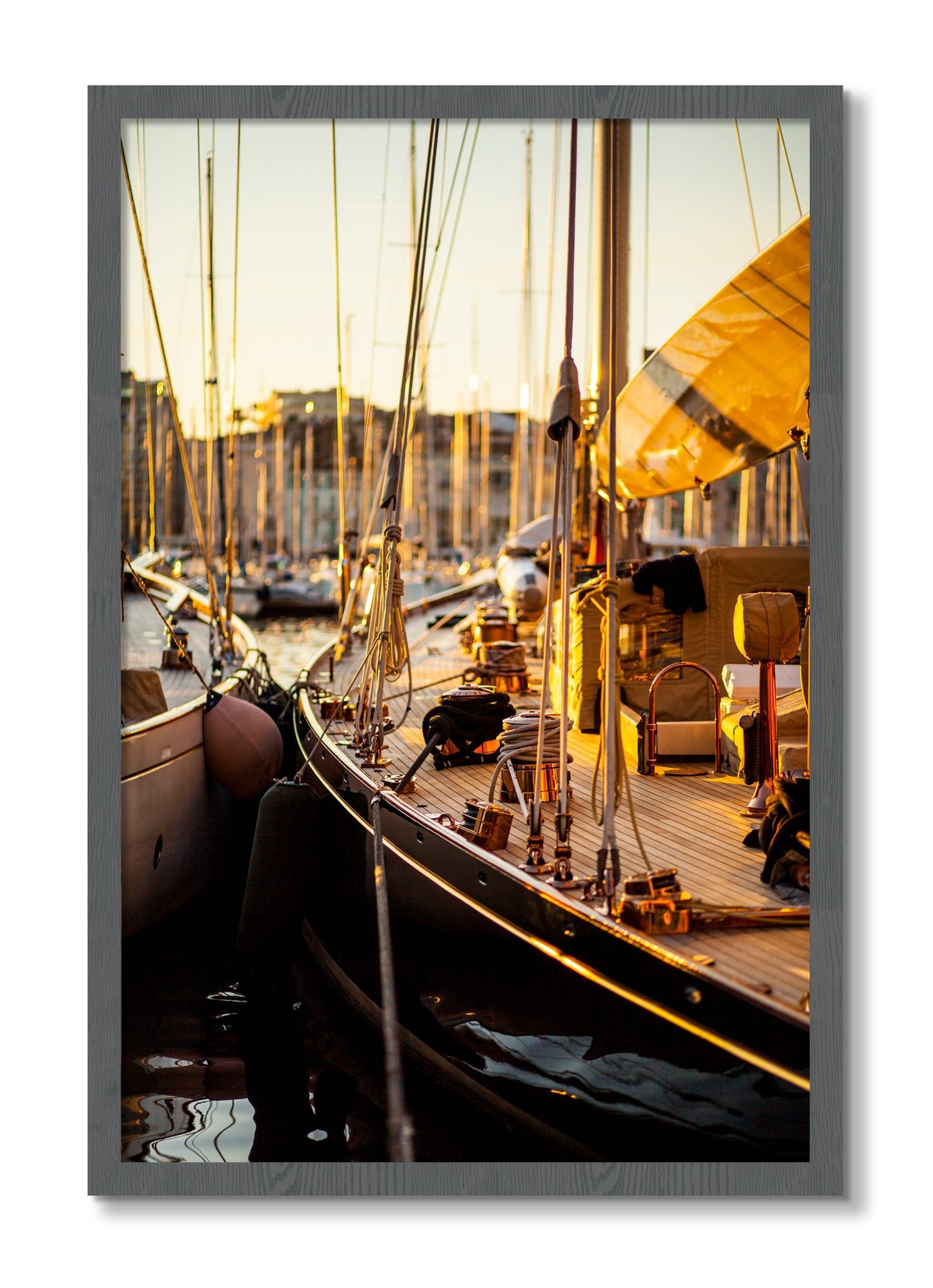 Framed photograph of Nice France by Dylan Ozanich, Grey frame, Full Bleed