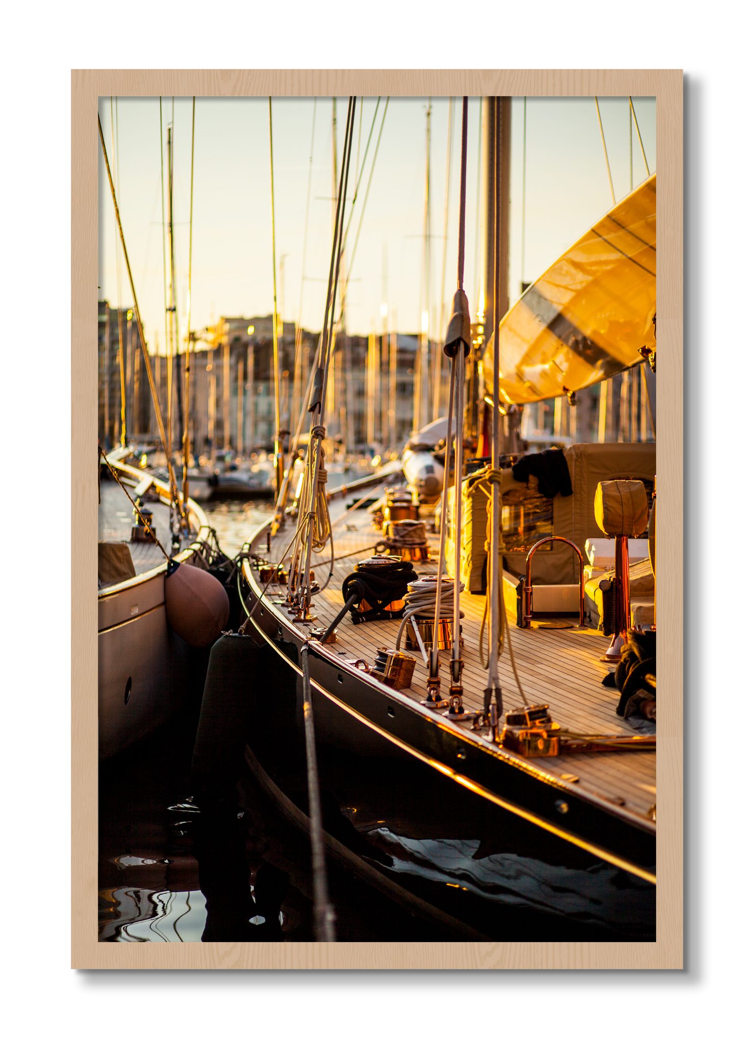Framed photograph of Nice France by Dylan Ozanich, Oak frame, Full Bleed