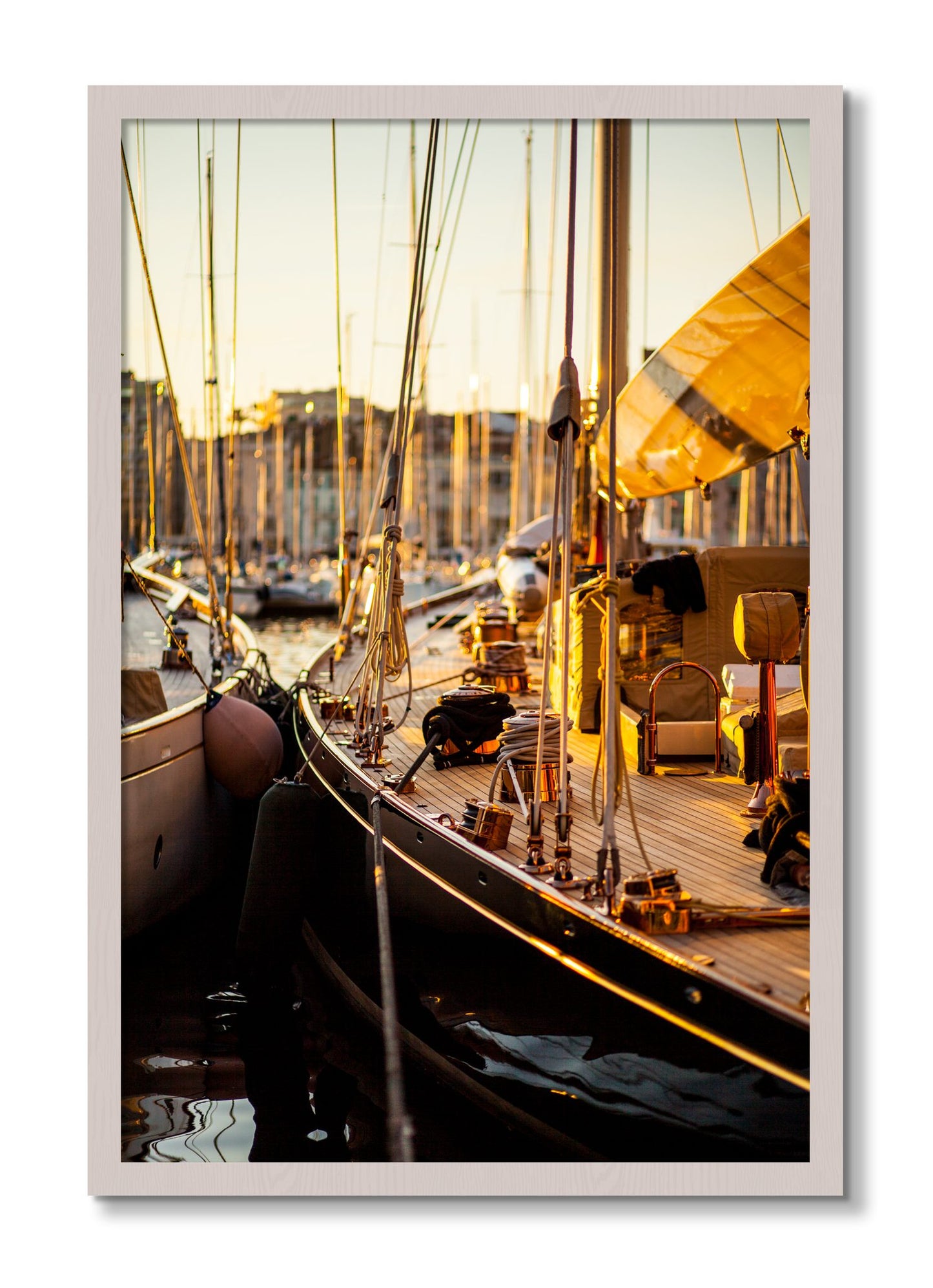 Framed photograph of Nice France by Dylan Ozanich, White Maple frame, Full Bleed