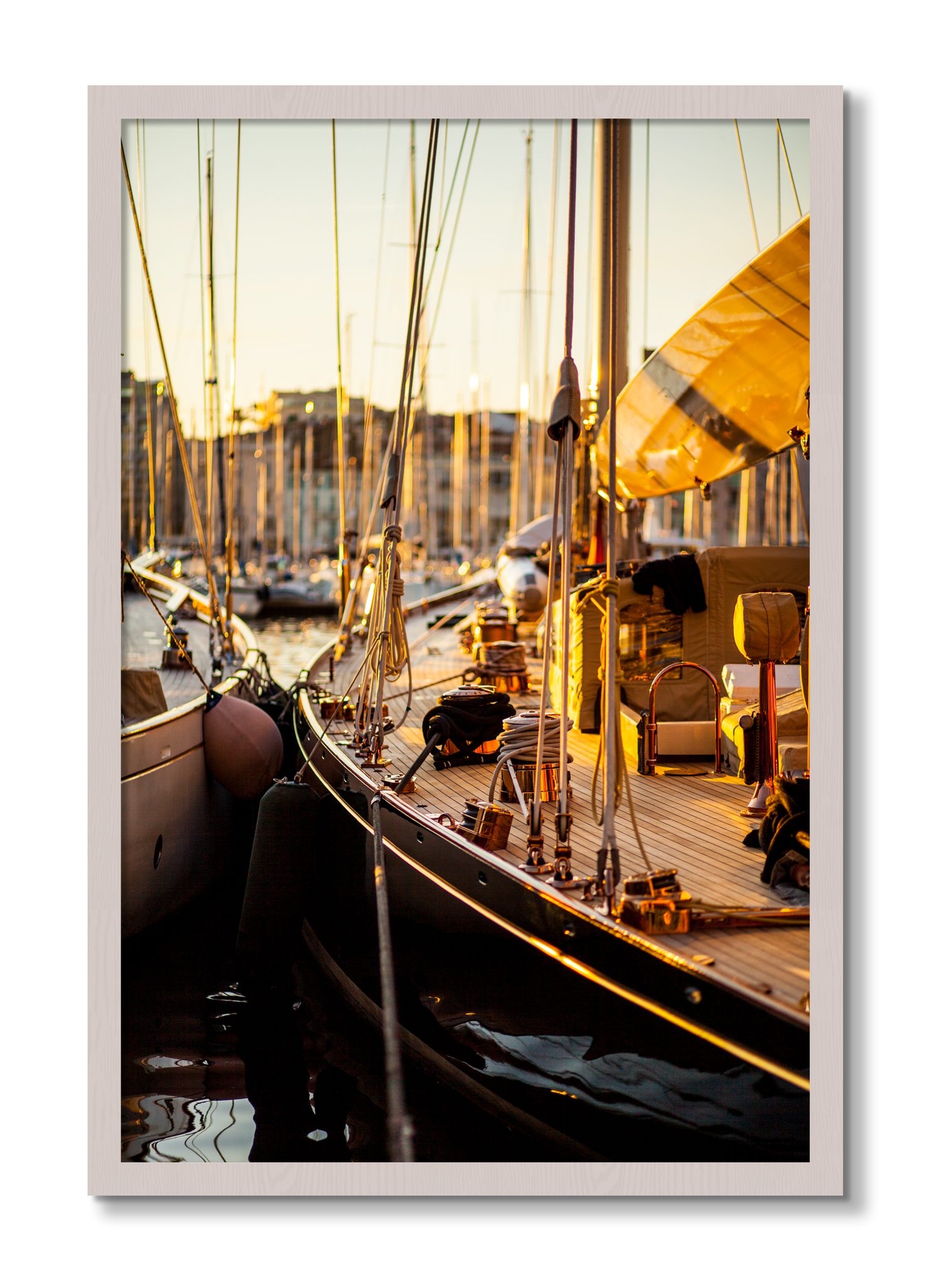 Framed photograph of Nice France by Dylan Ozanich, White Maple frame, Full Bleed