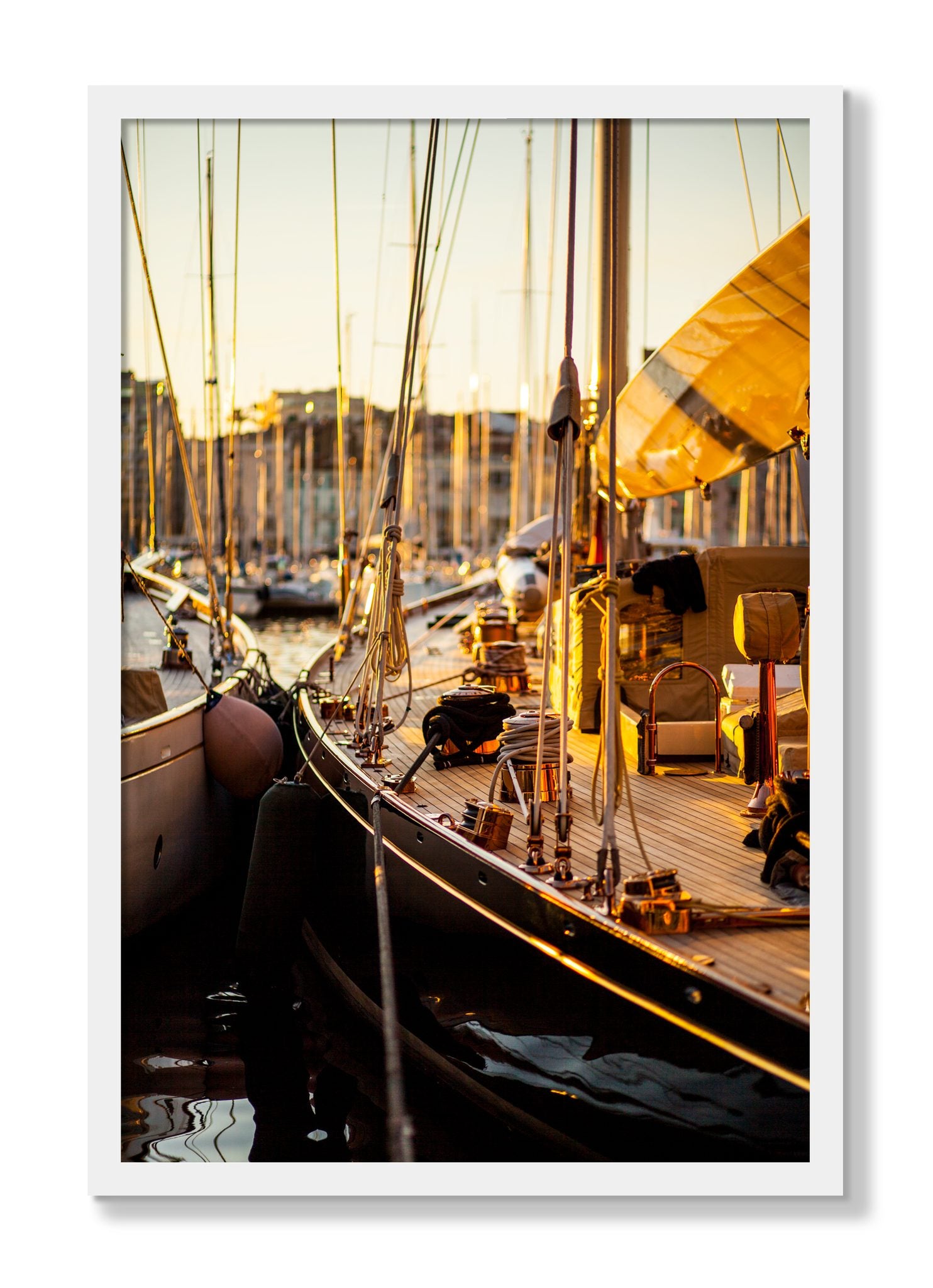 Framed photograph of Nice France by Dylan Ozanich, White frame, Full Bleed
