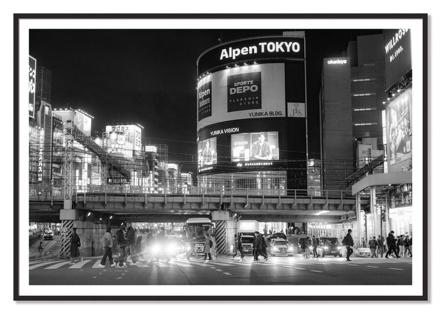 Night In Tokyo by Dylan Ozanich, 48×72 print with a White Border in a Black Walnut frame