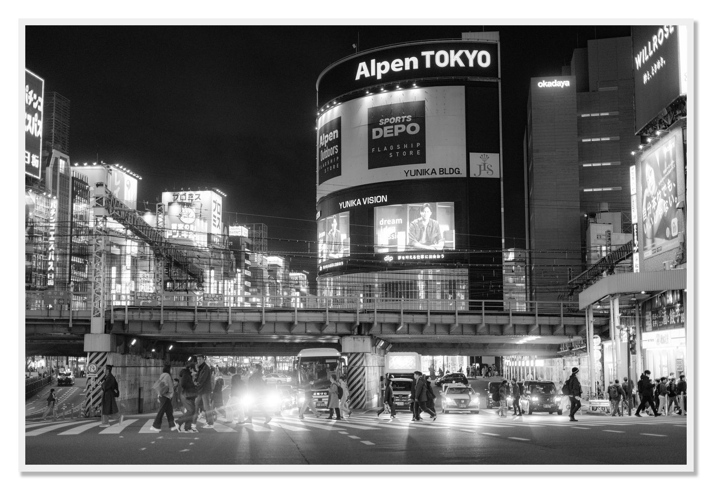 Night In Tokyo by Dylan Ozanich, 48×72 Full Bleed Print in a White frame