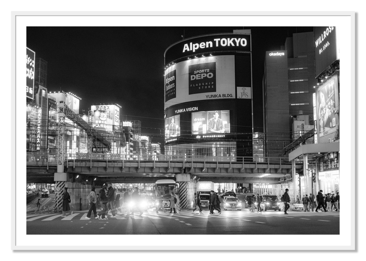 Framed photograph of Night In Tokyo by Dylan Ozanich, White frame, Borders