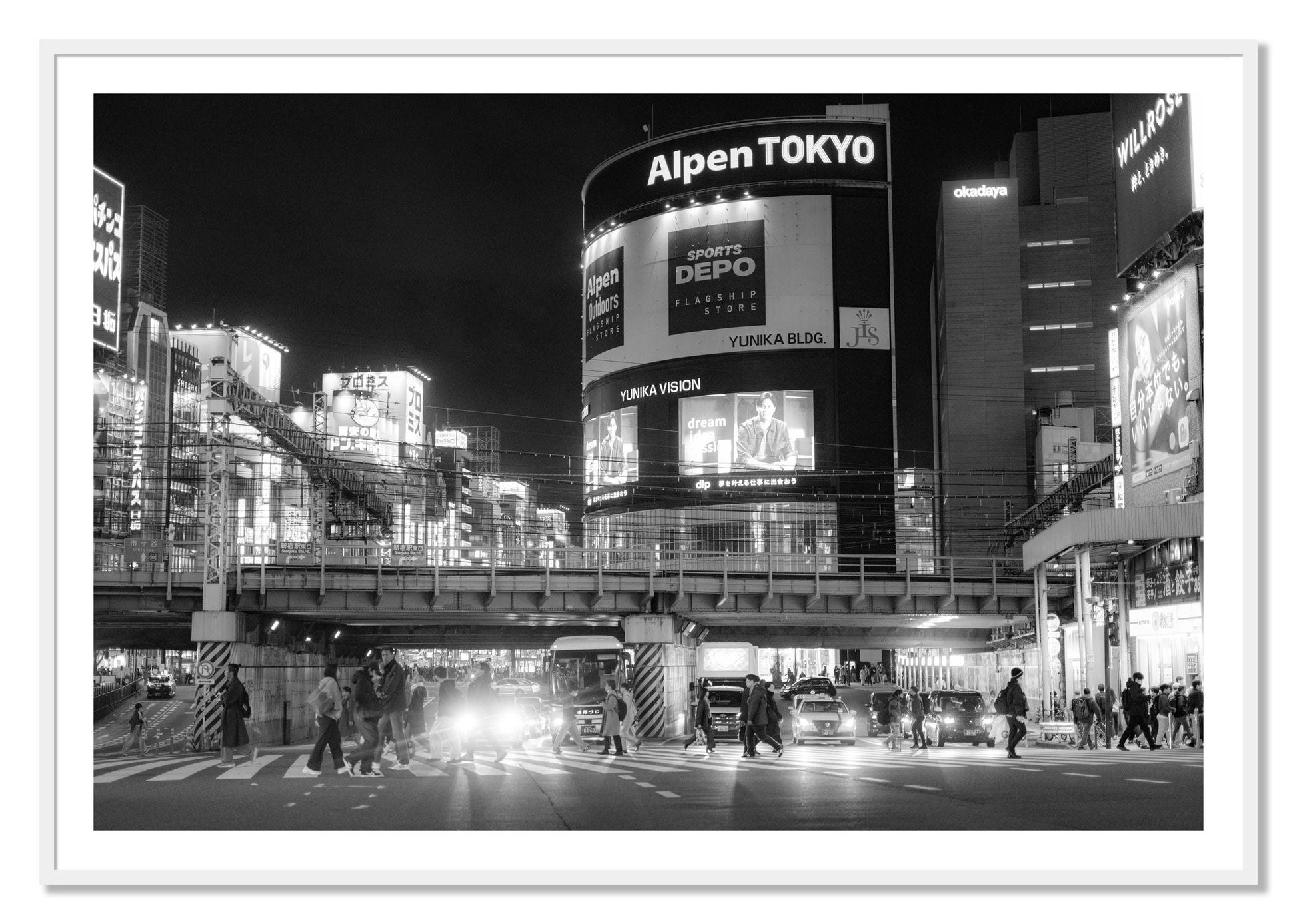 Framed photograph of Night In Tokyo by Dylan Ozanich, White frame, Borders