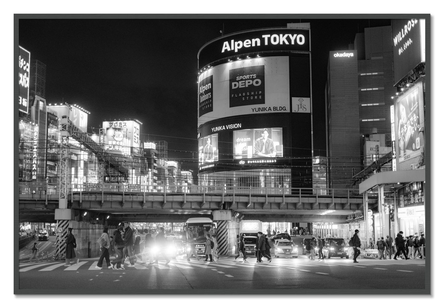 Framed photograph of Night In Tokyo by Dylan Ozanich, Grey frame, Full Bleed
