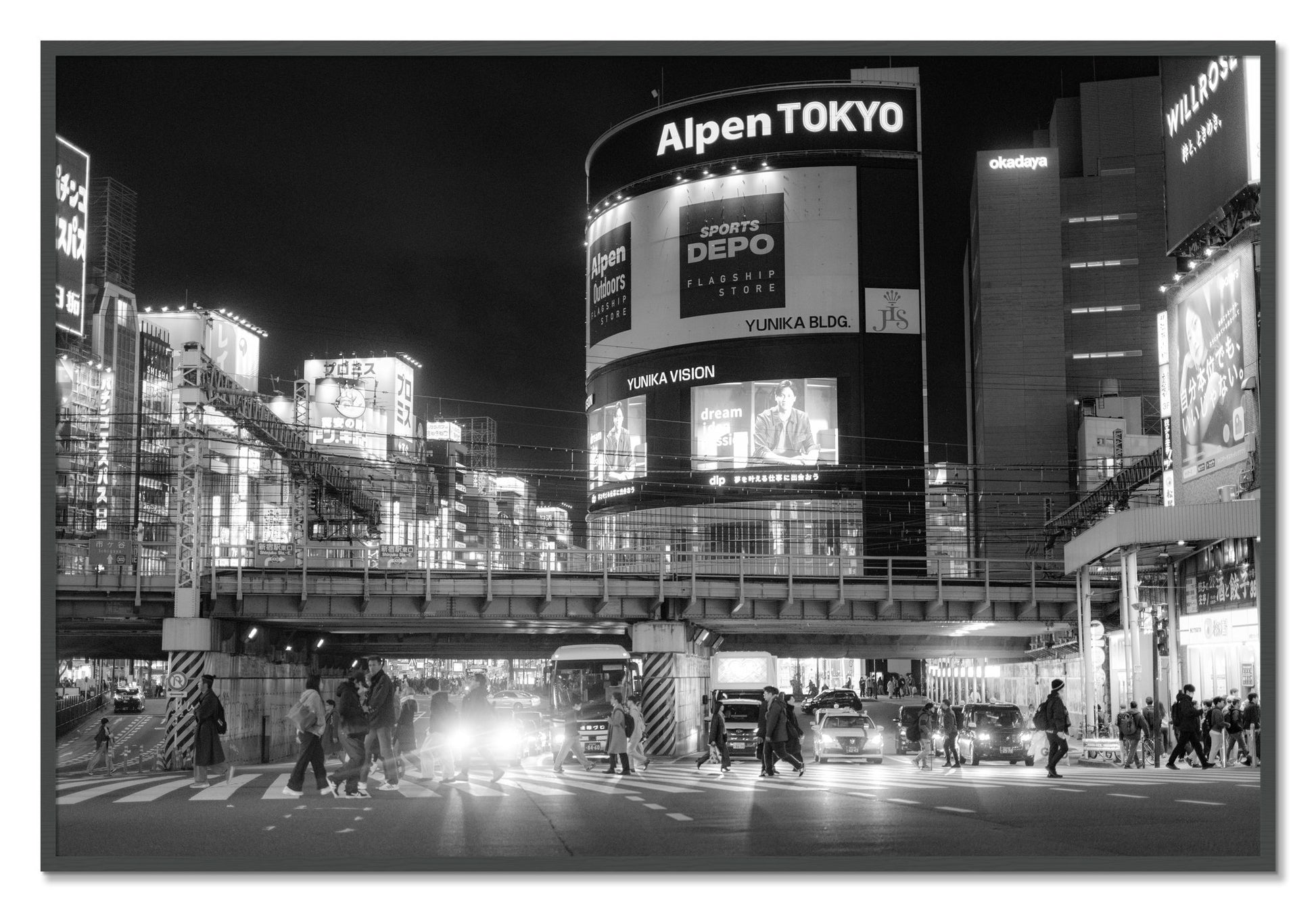 Framed photograph of Night In Tokyo by Dylan Ozanich, Grey frame, Full Bleed