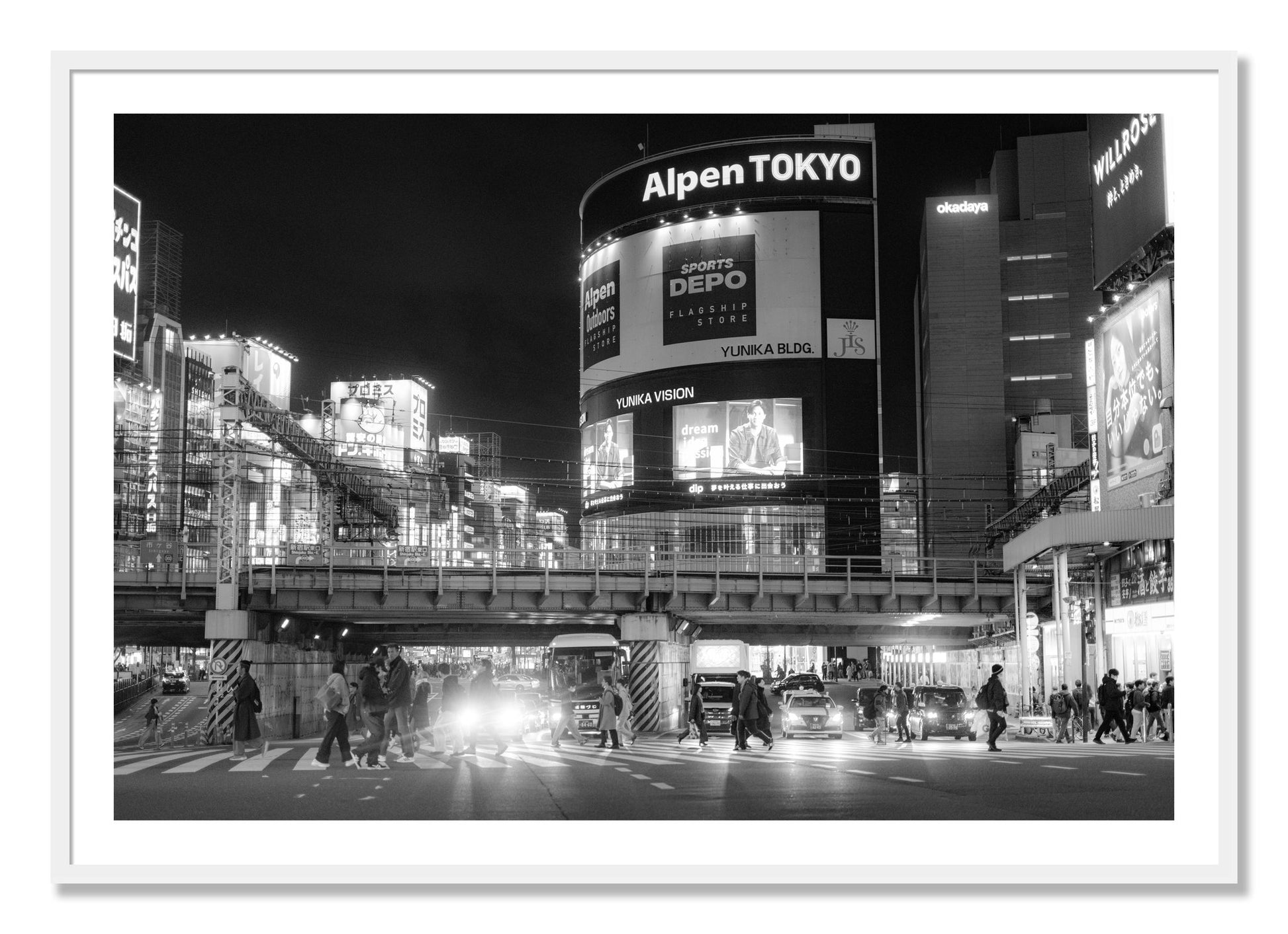 Framed photograph of Night In Tokyo by Dylan Ozanich, White frame, Borders
