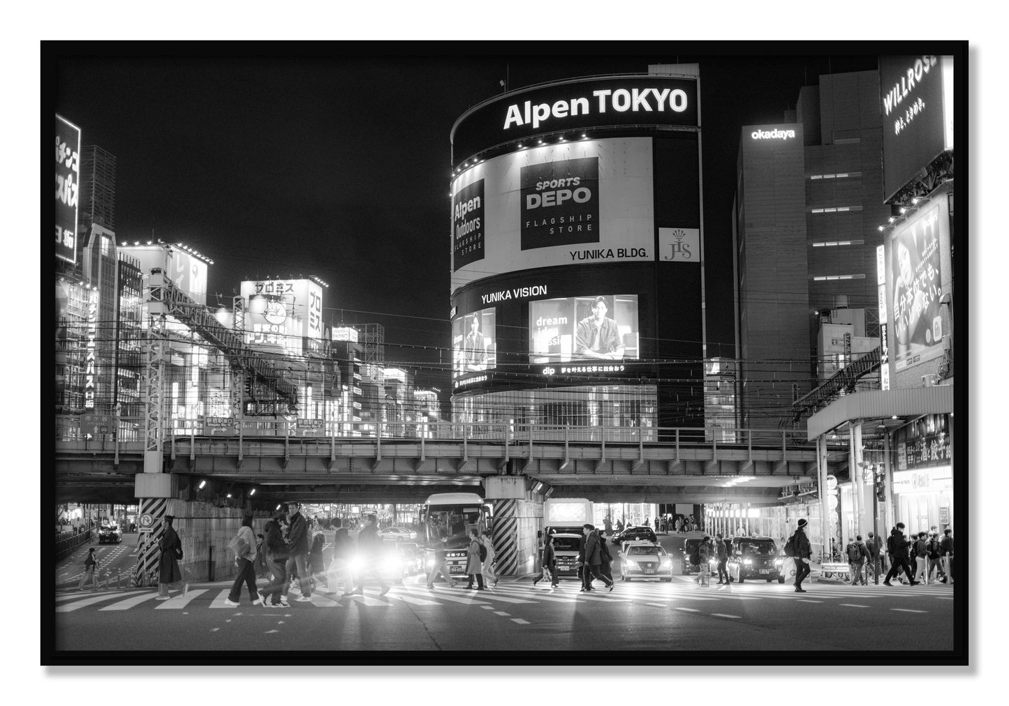 Framed photograph of Night In Tokyo by Dylan Ozanich, Black frame, Full Bleed