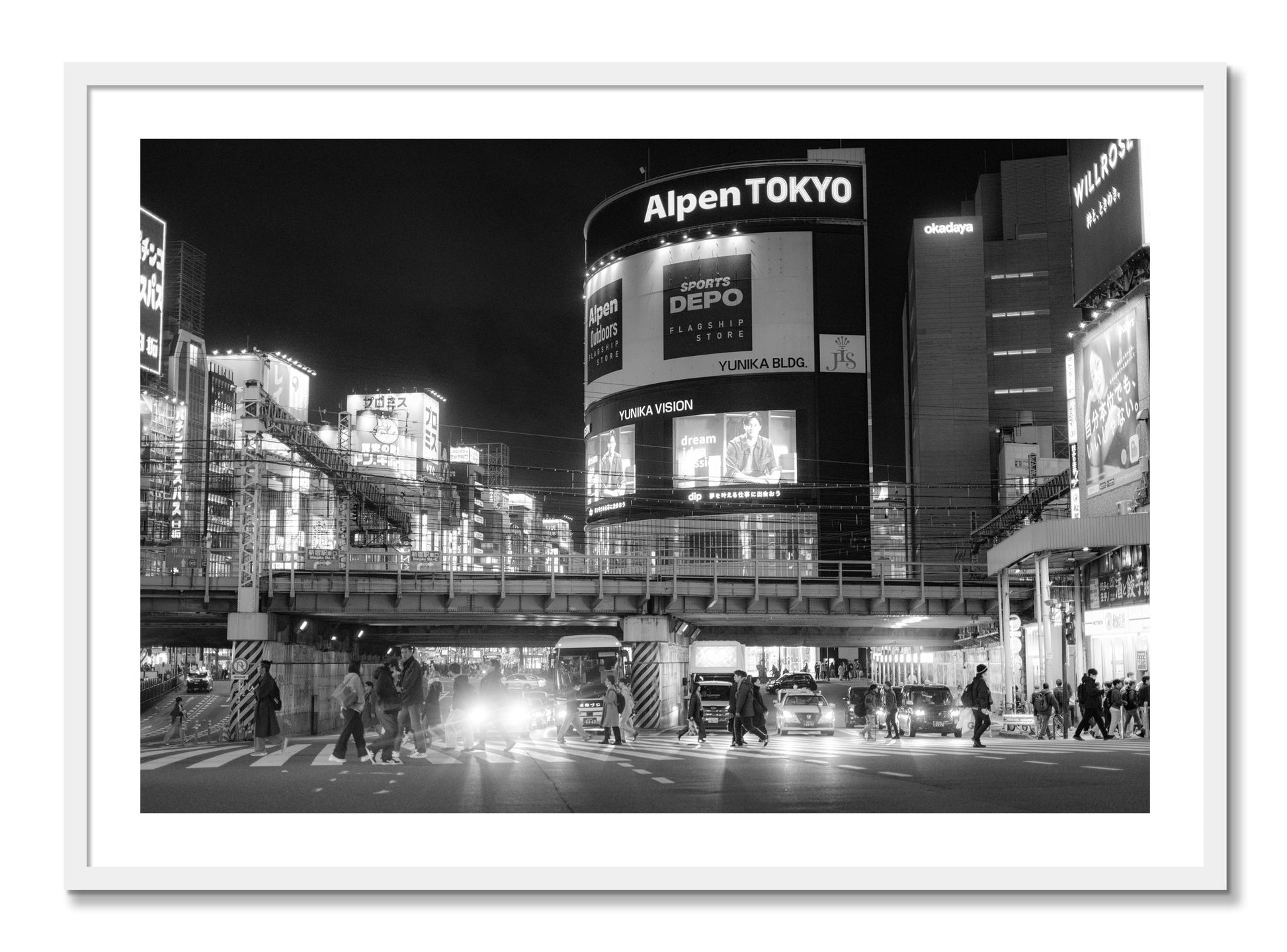 Framed photograph of Night In Tokyo by Dylan Ozanich, White frame, Borders