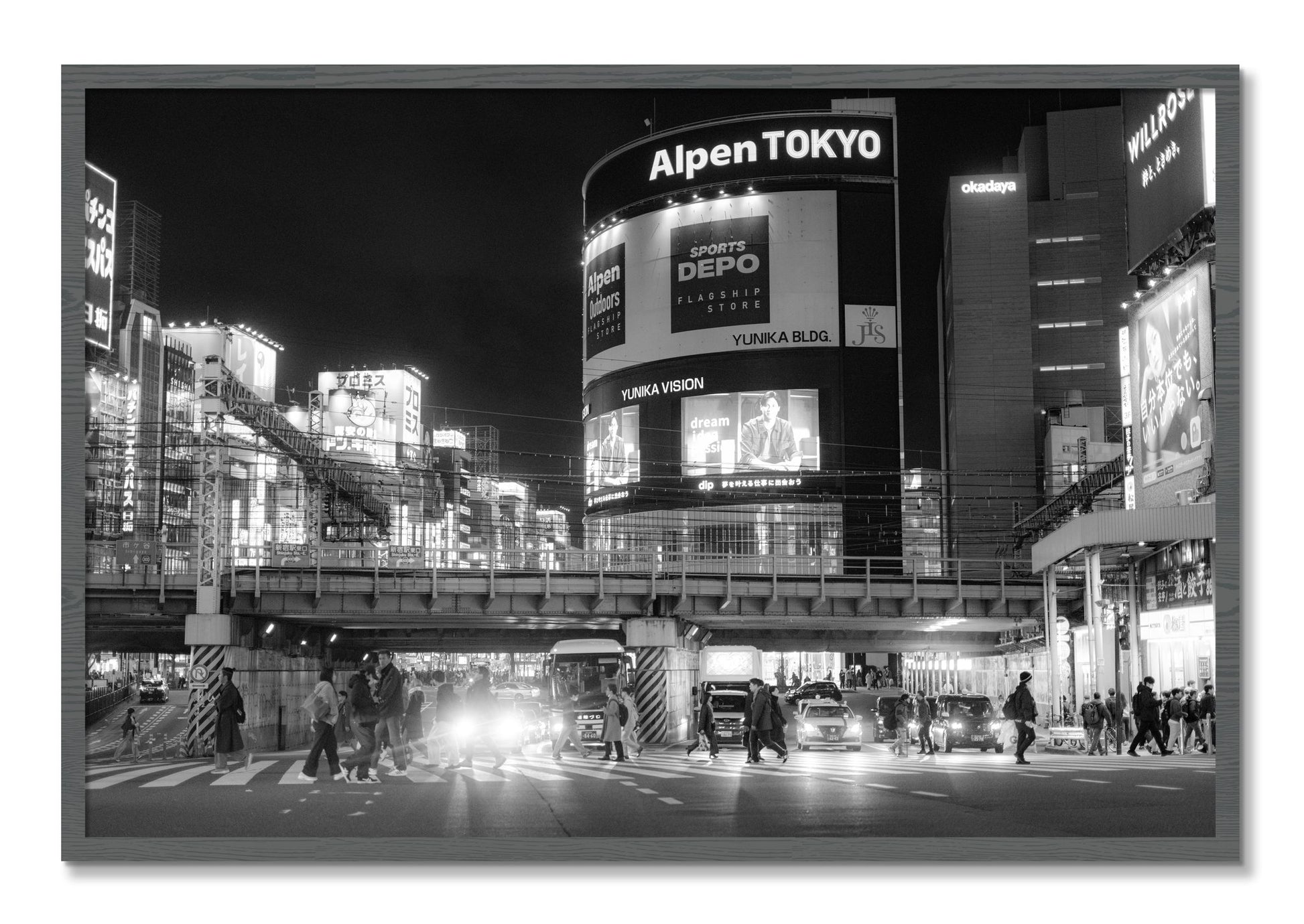 Framed photograph of Night In Tokyo by Dylan Ozanich, Grey frame, Full Bleed