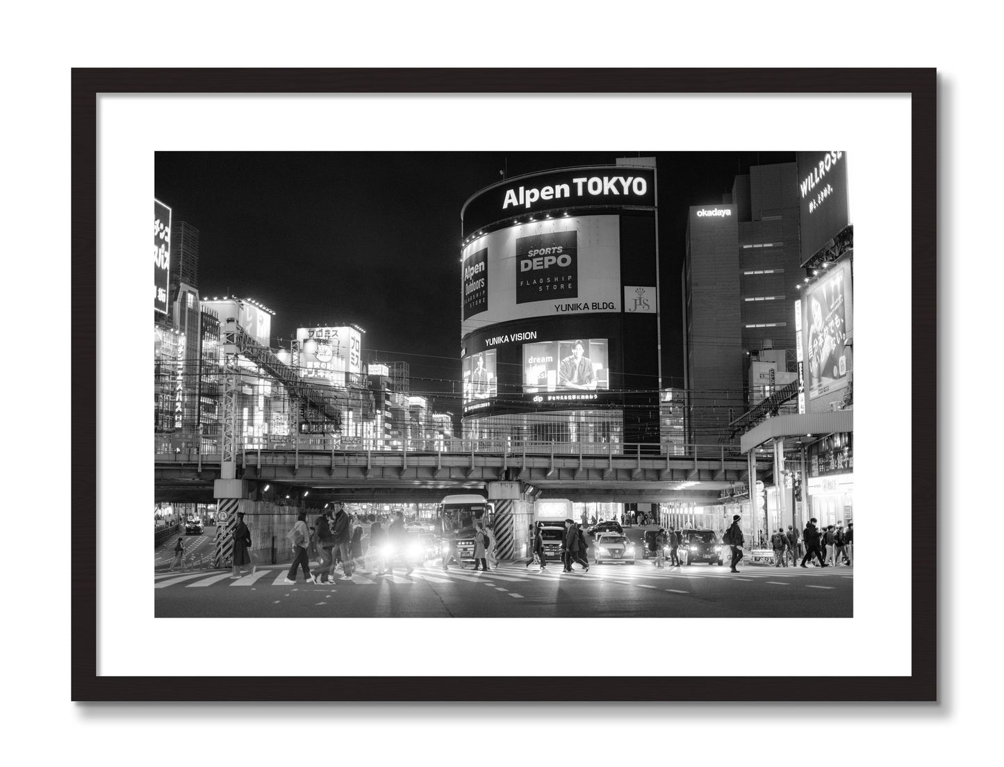Framed photograph of Night In Tokyo by Dylan Ozanich, Black frame, Borders