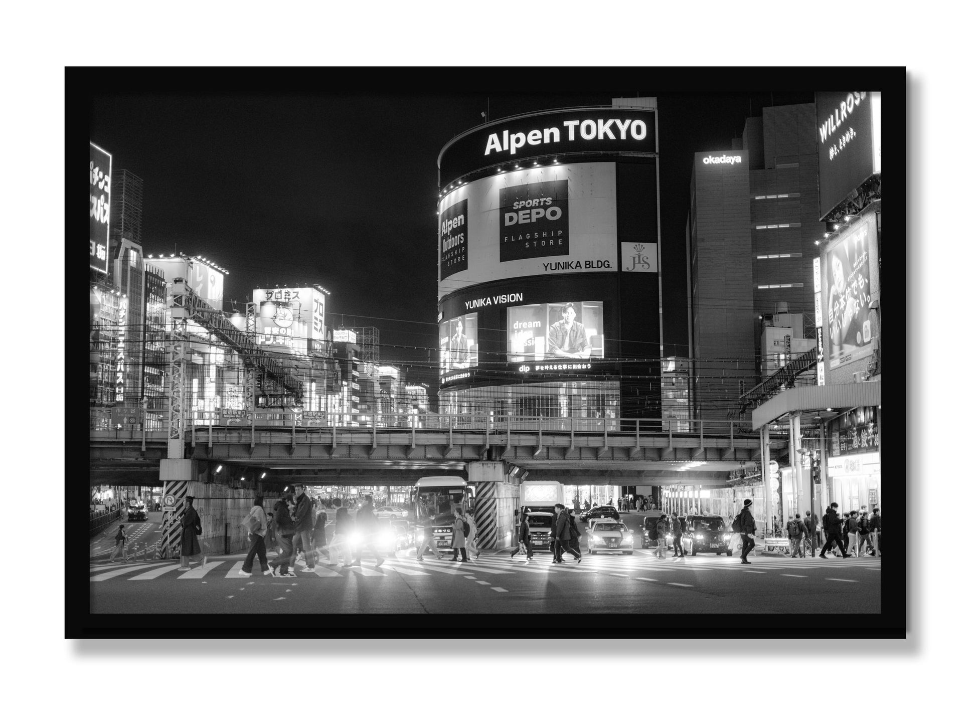 Framed photograph of Night In Tokyo by Dylan Ozanich, Black frame, Full Bleed