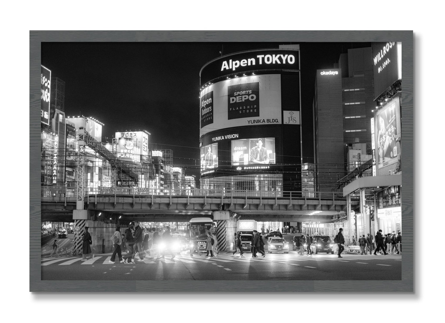Framed photograph of Night In Tokyo by Dylan Ozanich, Grey frame, Full Bleed