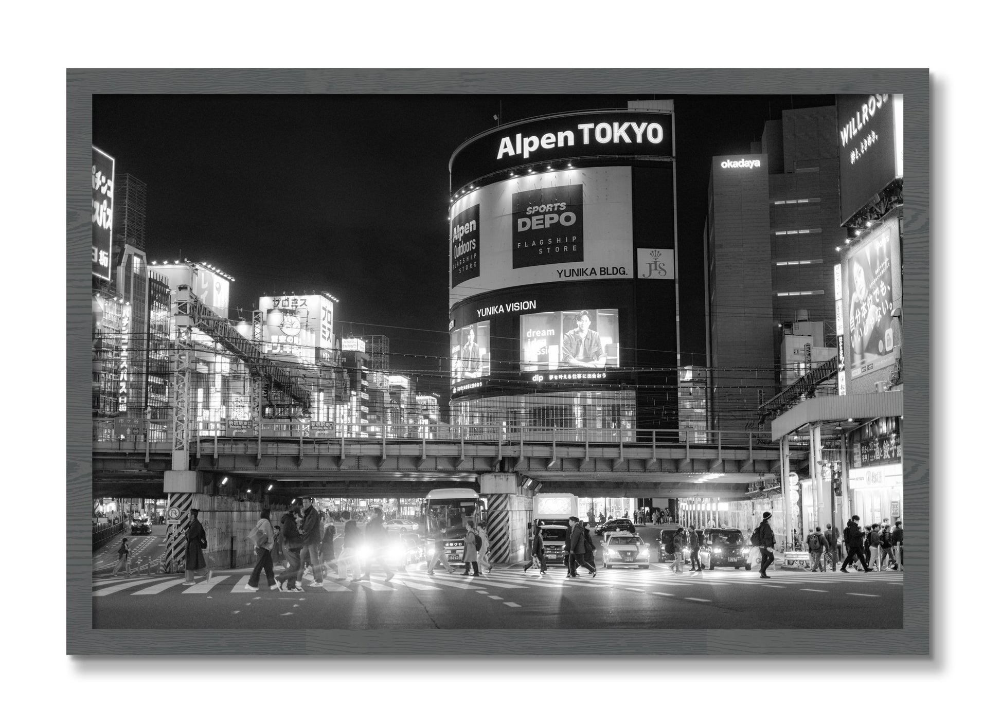 Framed photograph of Night In Tokyo by Dylan Ozanich, Grey frame, Full Bleed