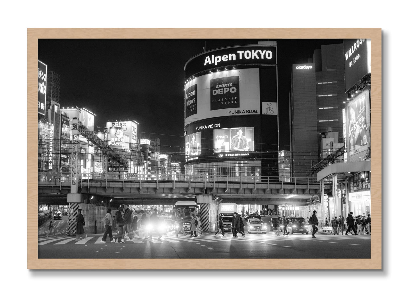 Framed photograph of Night In Tokyo by Dylan Ozanich, Oak frame, Full Bleed